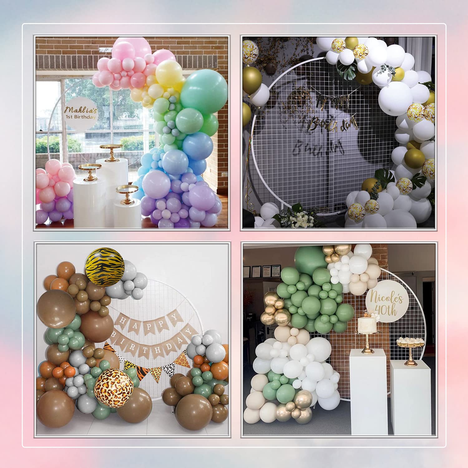 5ft White Metal Round Balloon Arch Kit - Circle Mesh Stand for Wedding, Birthday, Baby Shower & Graduation Decorations | Perfect for Party Backdrops & Photo Booth Displays