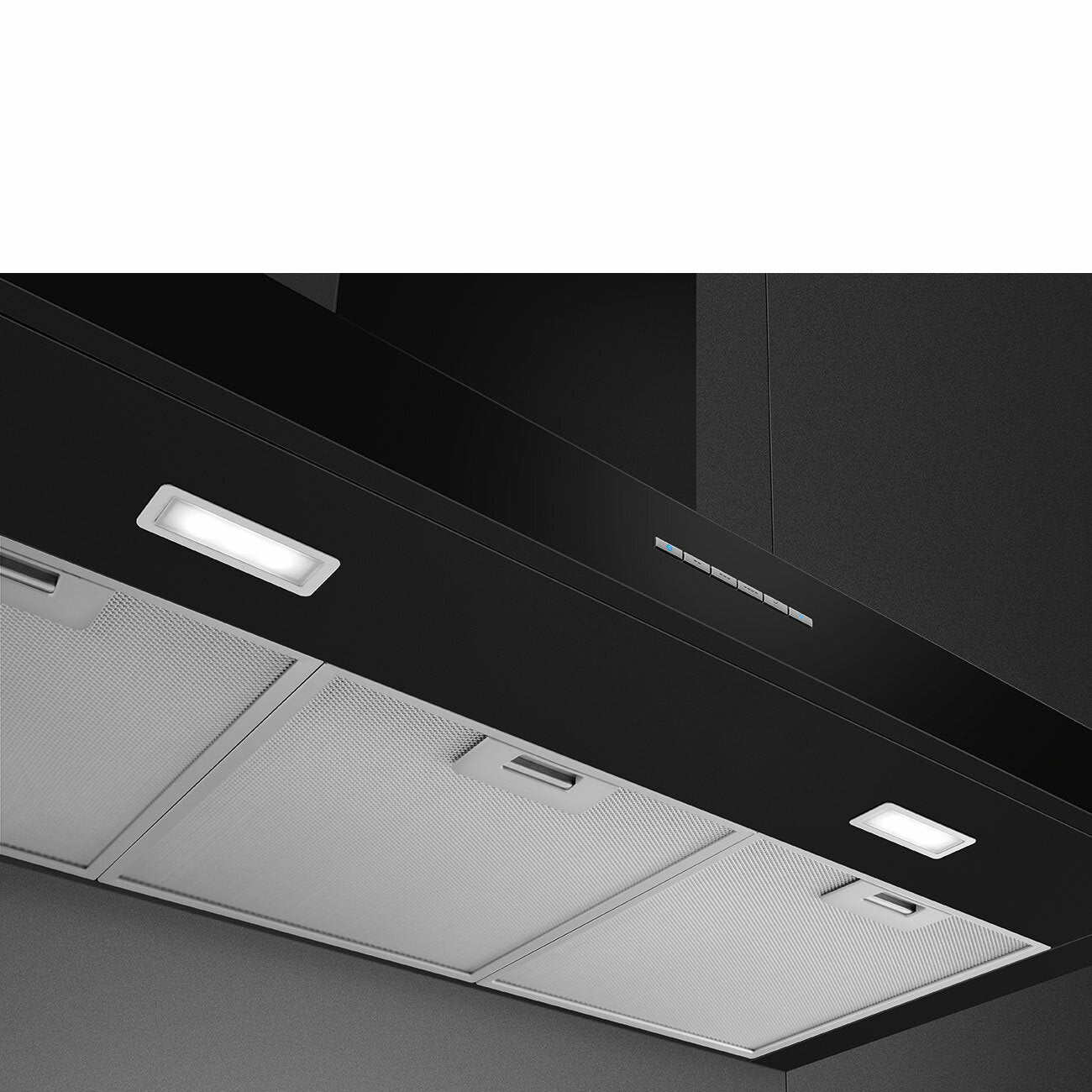 Smeg 90cm Wall Mount Range Hood | Gloss Black Canopy Extractor | KBTAU900NE | Perfect for Modern Kitchens & Open-Plan Living Spaces
