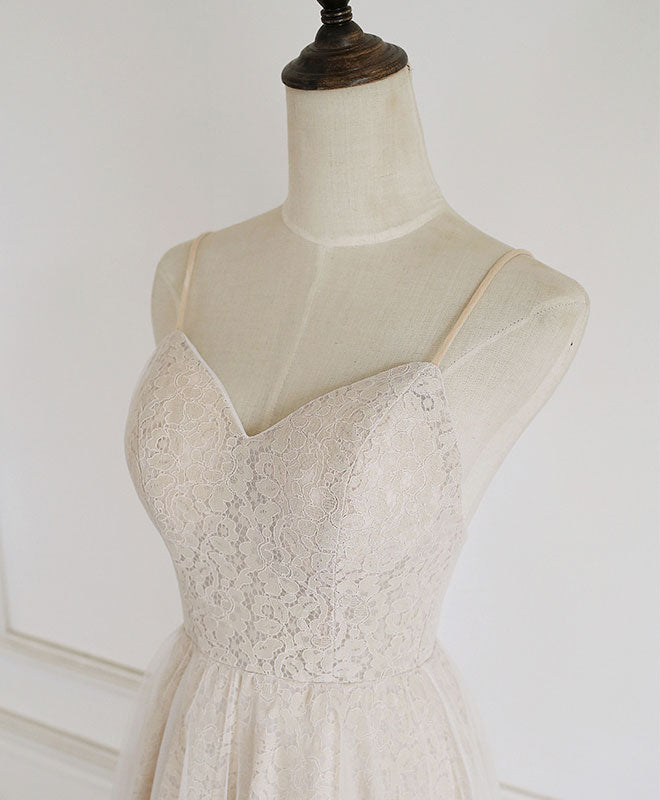 Elegant Champagne Tulle Lace Short Prom Dress for Homecoming - Perfect for School Dances, Parties & Special Occasions
