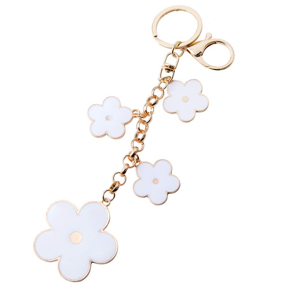 Women's Floral Enamel Keychain Bag Charm - Cute Purse Accessories for Handbags, Backpacks, Wallets & Gifts
