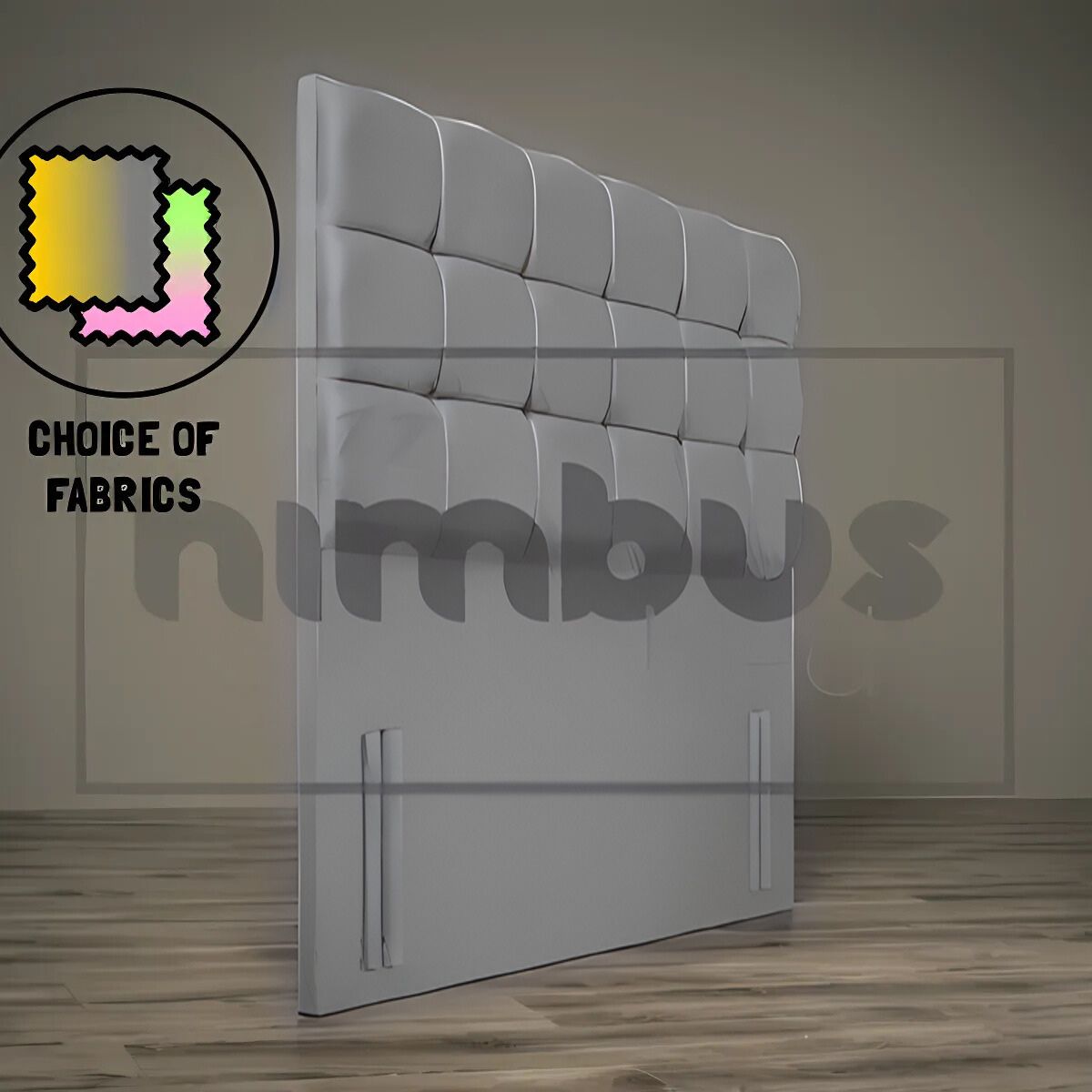Modern Floor Standing Cube Headboard - Upholstered Bed Frame with Storage & LED Lights - Perfect for Small Bedrooms, Apartments & Dorm Rooms