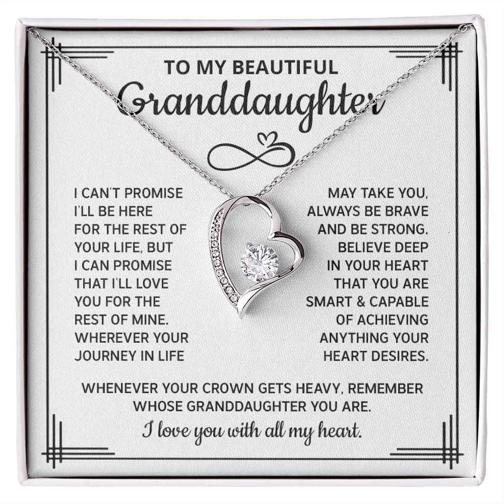 Granddaughter Necklace Gift from Grandpa - Forever Love Jewelry for Birthday, Christmas & Special Occasions - Yellow Gold Pendant in Luxury Gift Box | Perfect for Graduation, Wedding & Family Celebrations