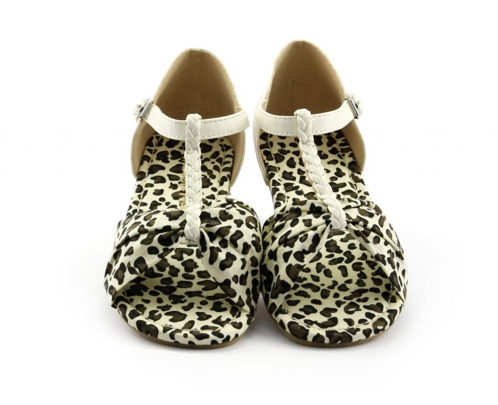 **The Doll Maker Girls' White Leopard Print Sandals – Stylish & Comfortable Summer Shoes for Playdates, Beach Trips & Outdoor Adventures**