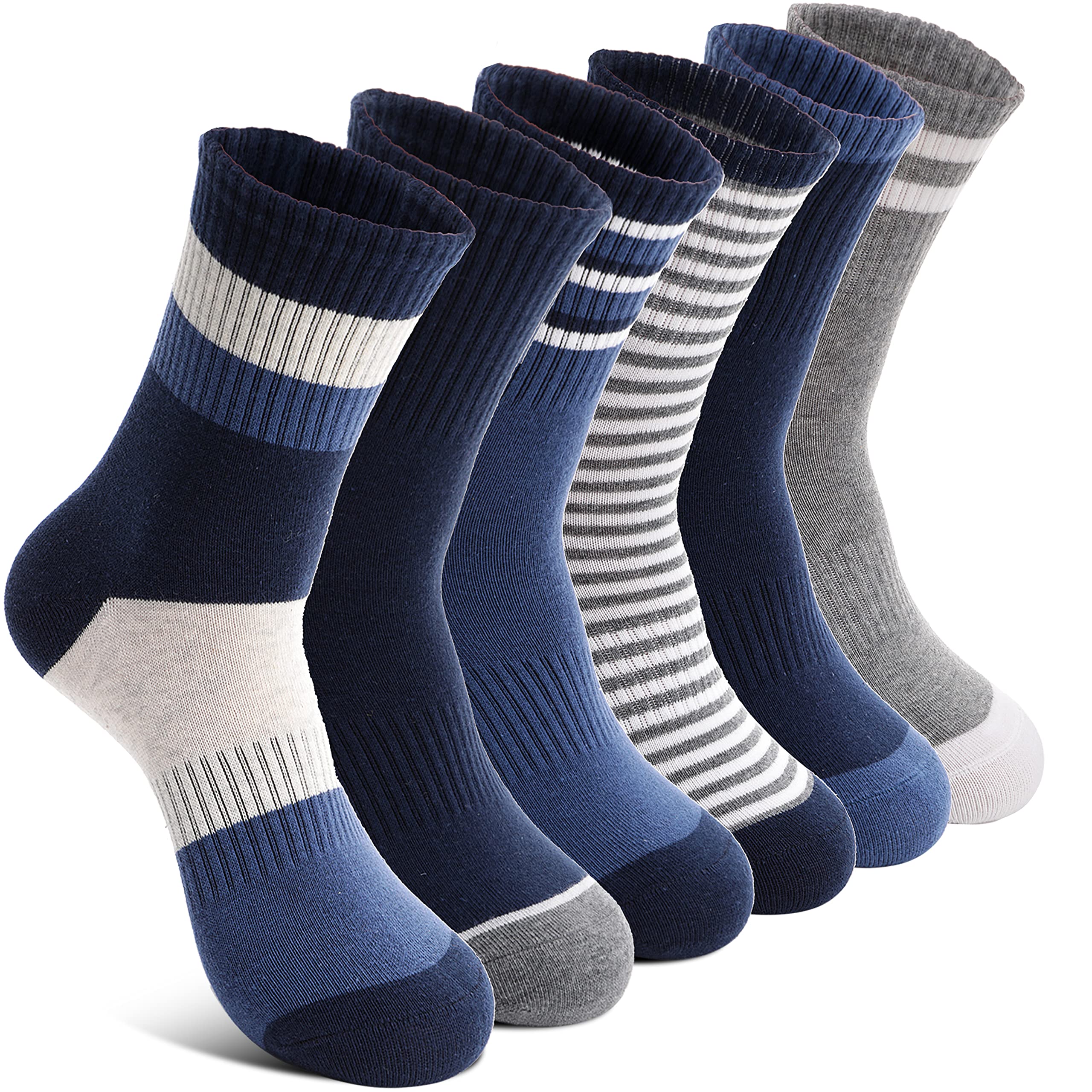 Welwoos 6 Pairs Boys Athletic Socks - Breathable Cotton Sport Crew Socks for Kids - Perfect for Running, School & Daily Wear
