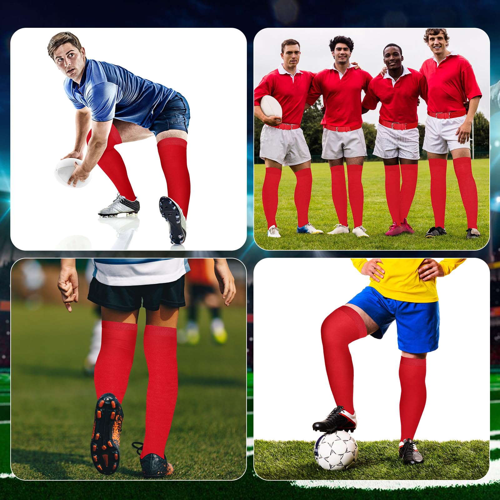 Hicarer 6 Pairs High Knee Baseball Socks for Men & Women - Breathable Over Knee Football & Softball Socks Combo Set - Perfect for Sports, Running, Gym Workouts and Casual Wear