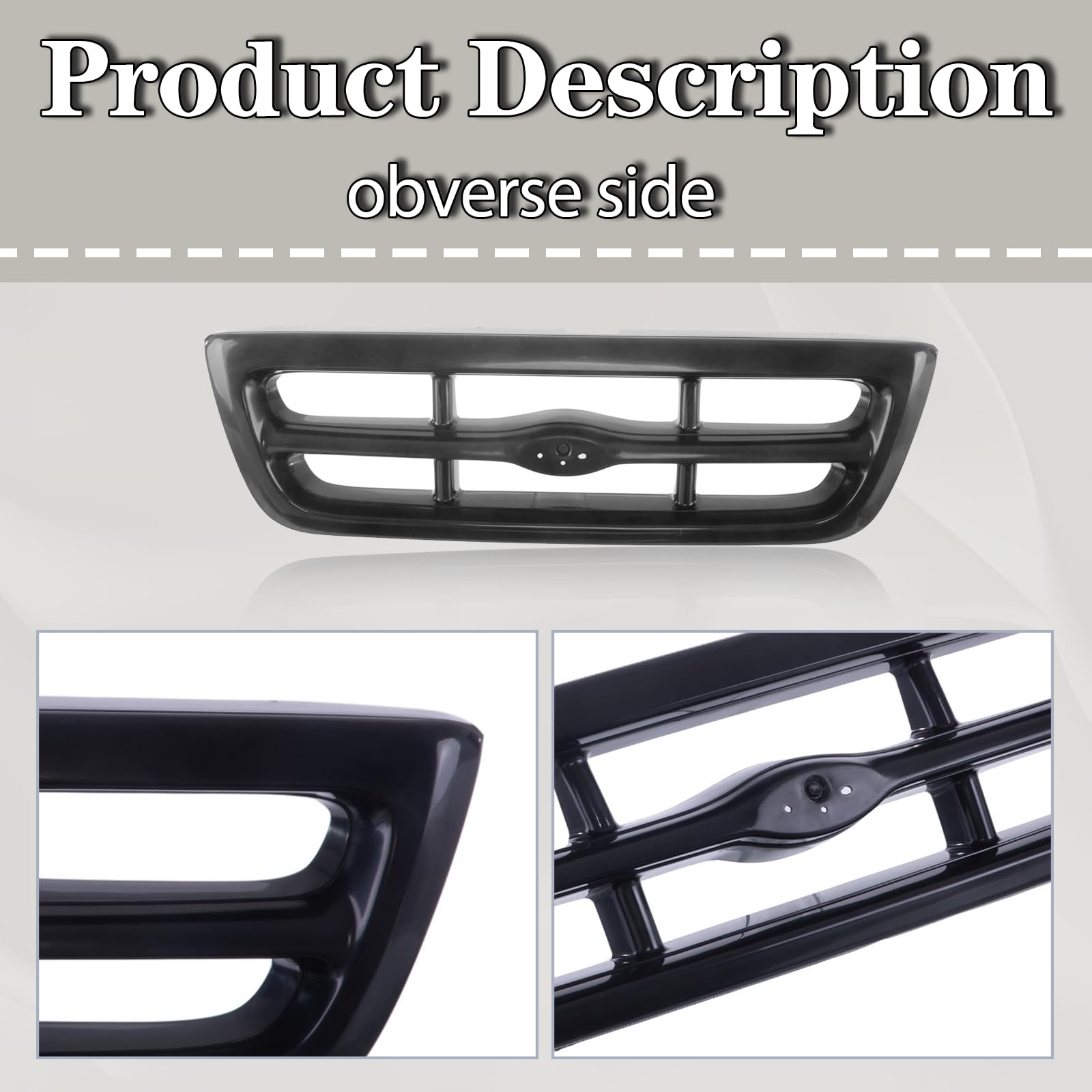 1998-2000 Ford Ranger Front Grille Assembly - Black Replacement Grill (FO1200344 F87Z8200FA) | Perfect for Off-Roading & Truck Restoration Projects
