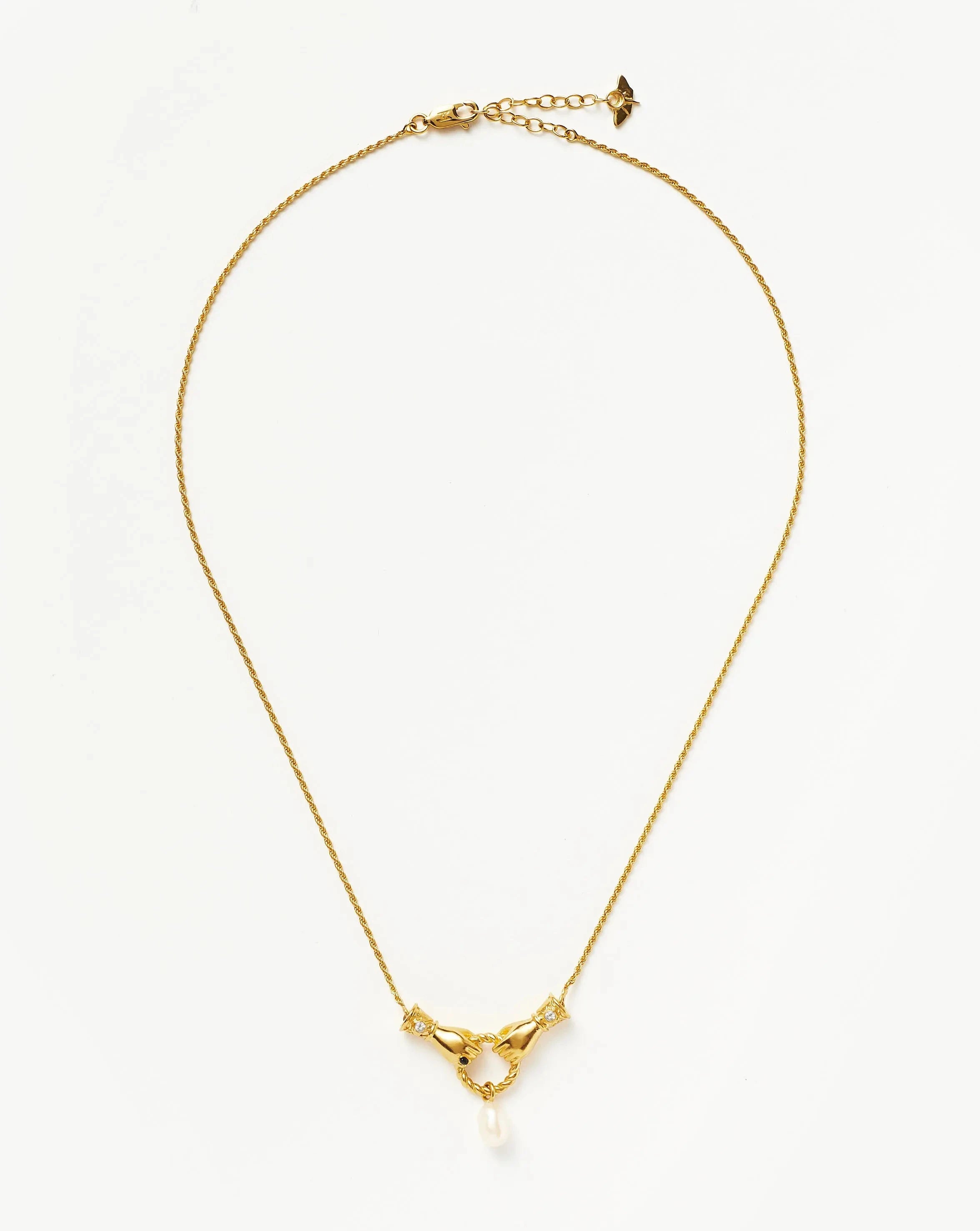 Harris Reed In Good Hands Drop Pendant Necklace - 18k Gold Plated with Pearl & Black Onyx | Elegant Layering Necklace for Women, Perfect for Date Night & Special Occasions