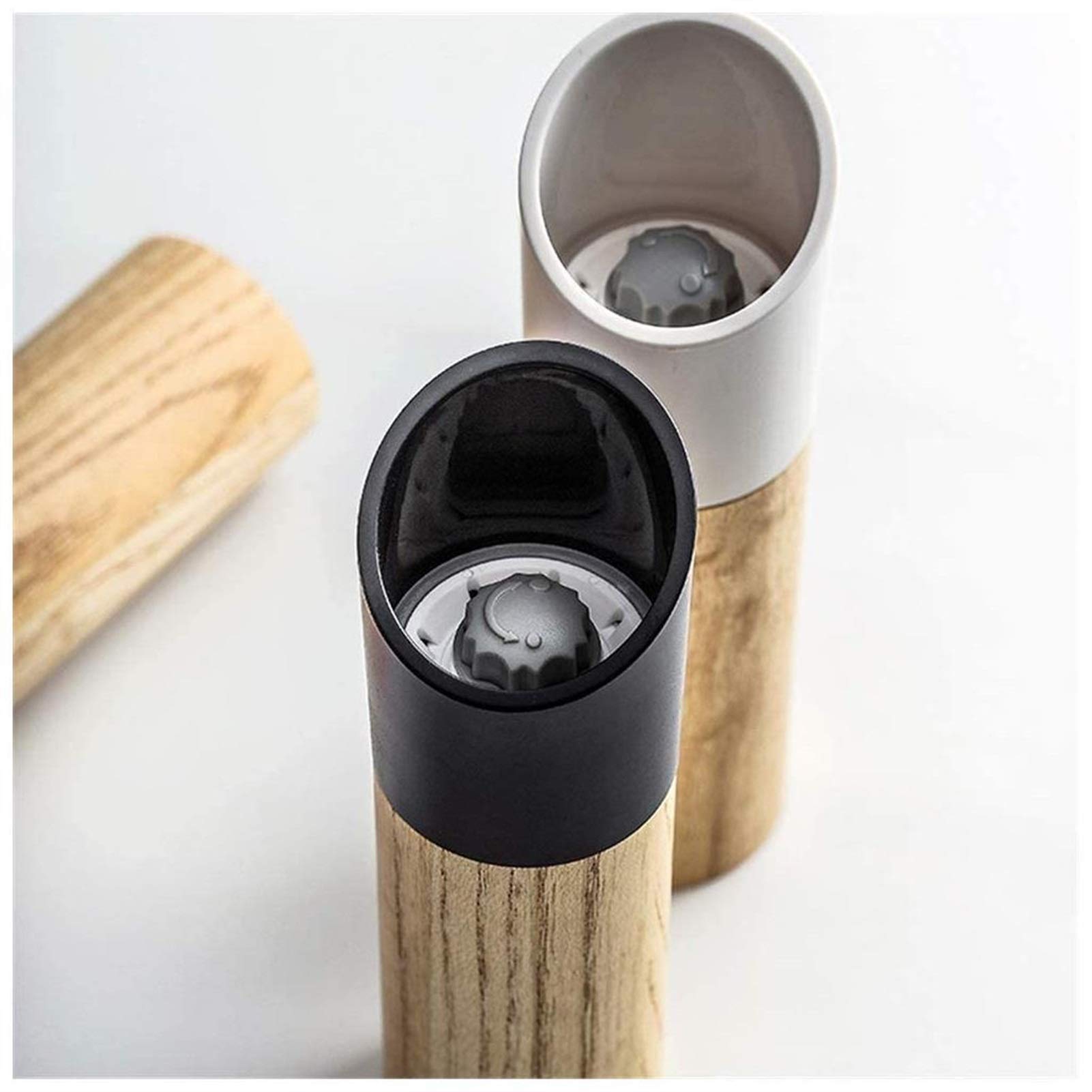 Premium Manual Pepper Grinder and Salt Shaker Set - Adjustable Ceramic Spice Mill for Freshly Ground Pepper & Salt - White Kitchen Cooking Tools for Gourmet Meals, BBQ, and Restaurant Use