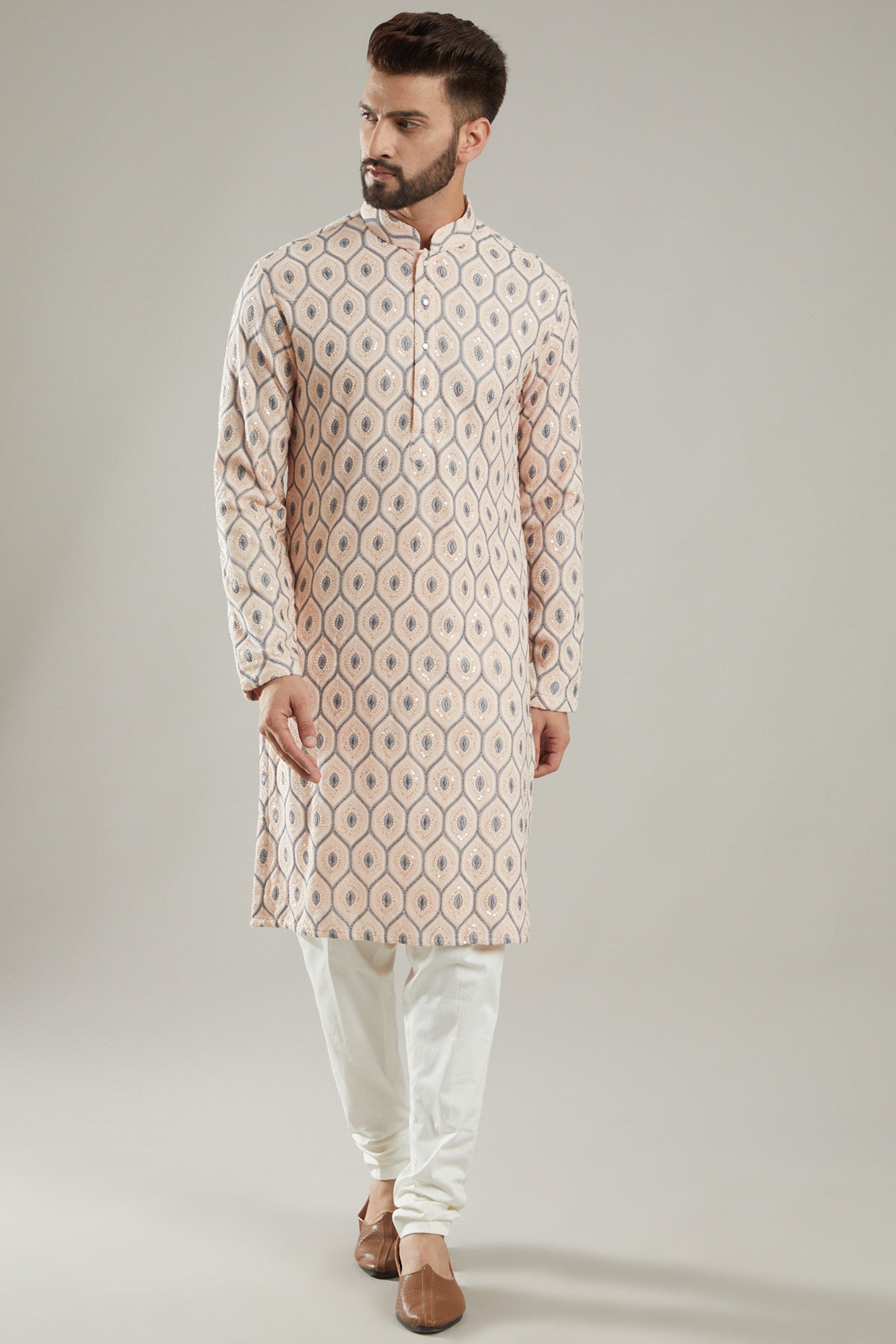 Elegant Light Pink Silk Embroidered Kurta for Women | Traditional Indian Tunic Top | Perfect for Festivals, Weddings & Special Occasions