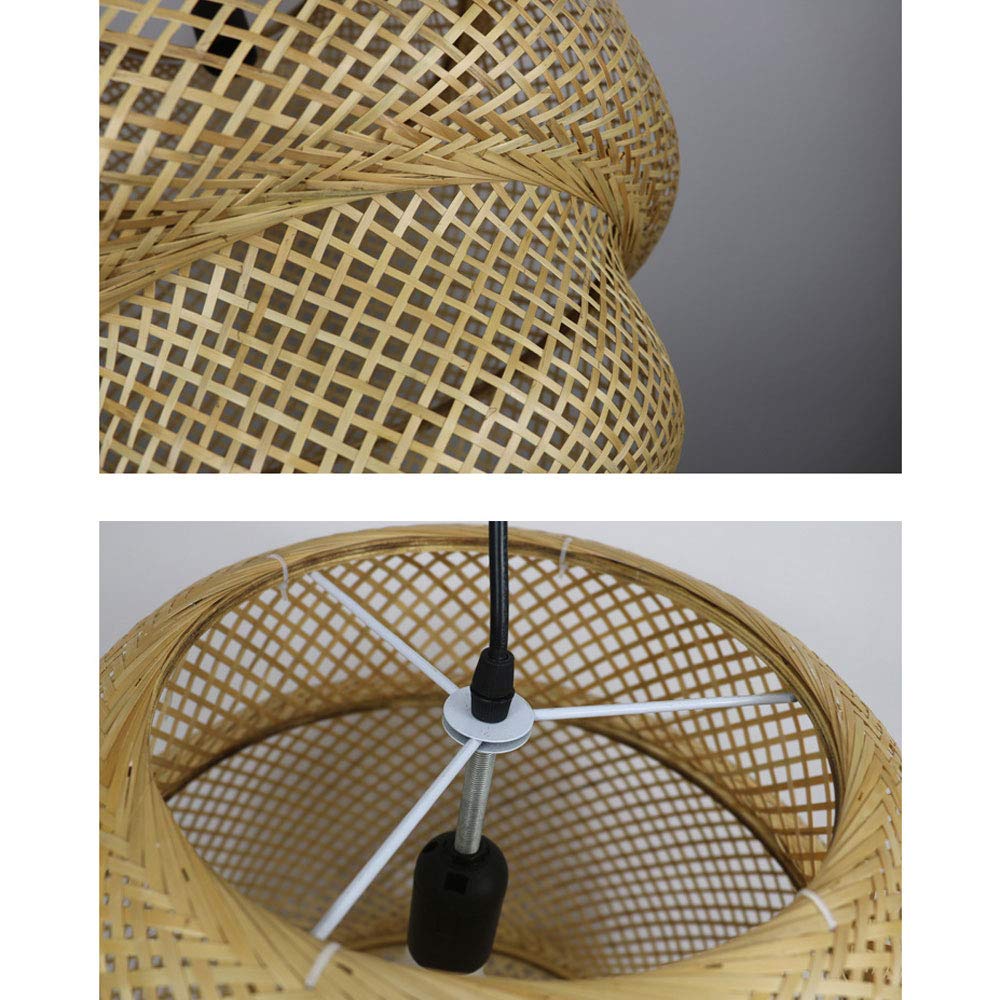 Hand-Woven Bamboo Rattan Chandelier Lamp - Natural Wicker Table Top & Ceiling Light with E27 Socket - Adjustable for Restaurants, Coffee Shops, Hotels & Home Decor