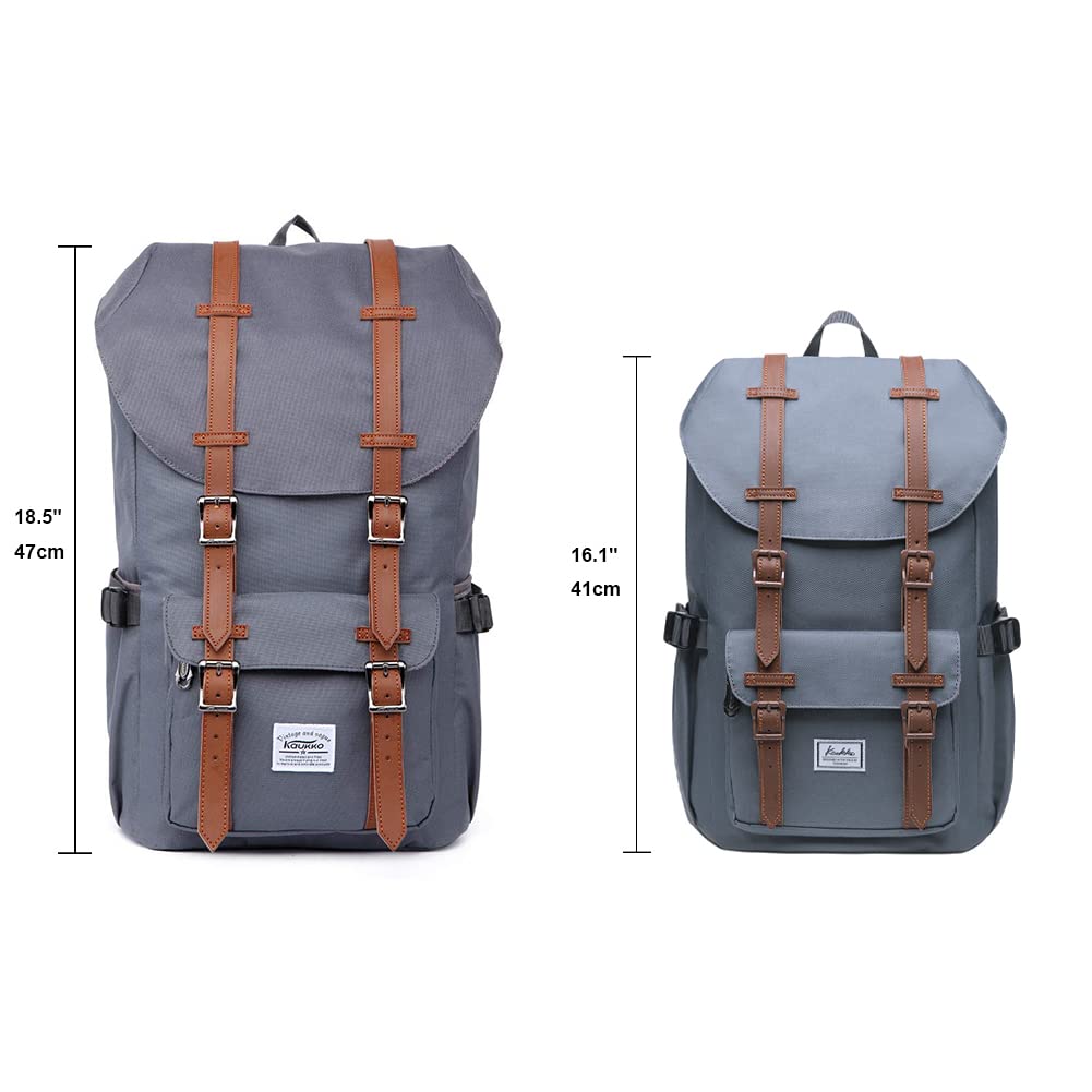 KAUKKO Waterproof Laptop Backpack for Travel & Outdoor - 15.6 Inch Laptop Compartment, Lightweight Hiking Daypack (Grey) - Perfect for Commuting, Business Trips & College Students