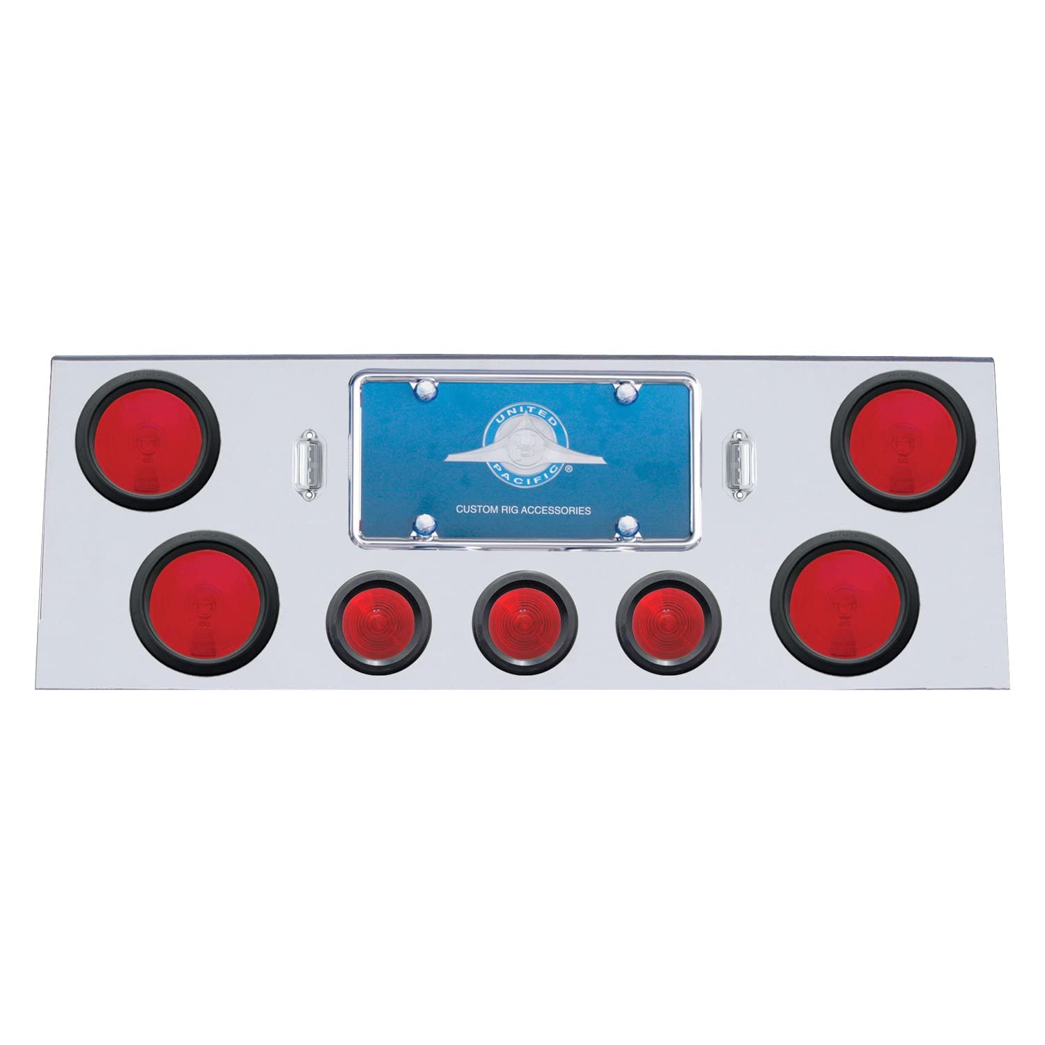 United Pacific 21496 Stainless Steel Rear Center Tail Light Panel with Four 4