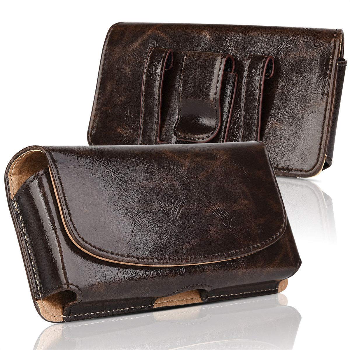 Premium Leather Cell Phone Holster for iPhone 12 Pro Max/11 Pro Max/13 Pro Max/XS Max (6.7inch) - Horizontal Belt Clip Pouch with Secure Fit - Perfect for Outdoor Activities, Work & Travel (Brown)