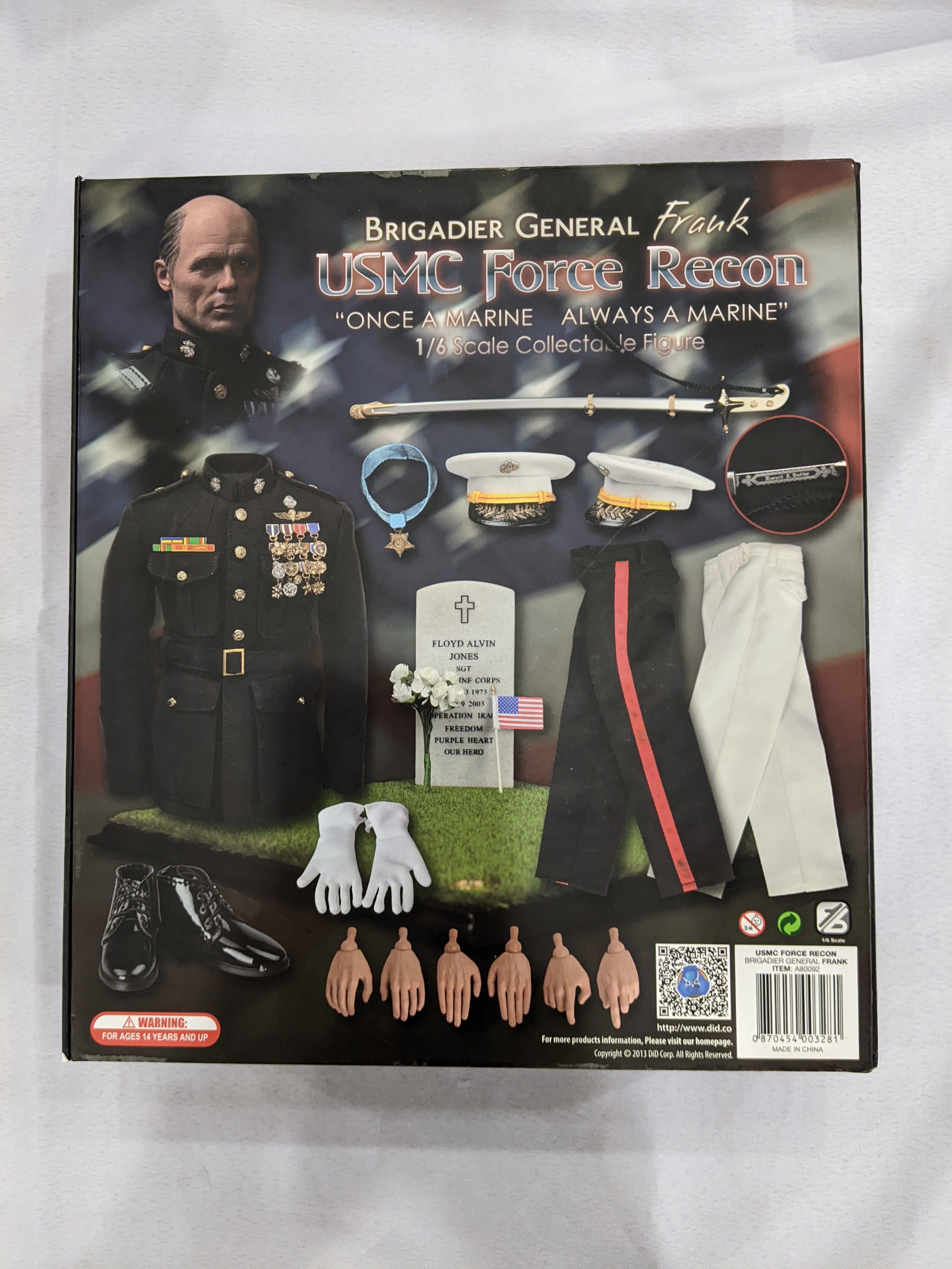 1/6 DID Corp Brigadier General Frank USMC Force Recon A80092 Sixth Scale Military Action Figure - Collectible Open Box - Perfect for Display & Military Model Enthusiasts