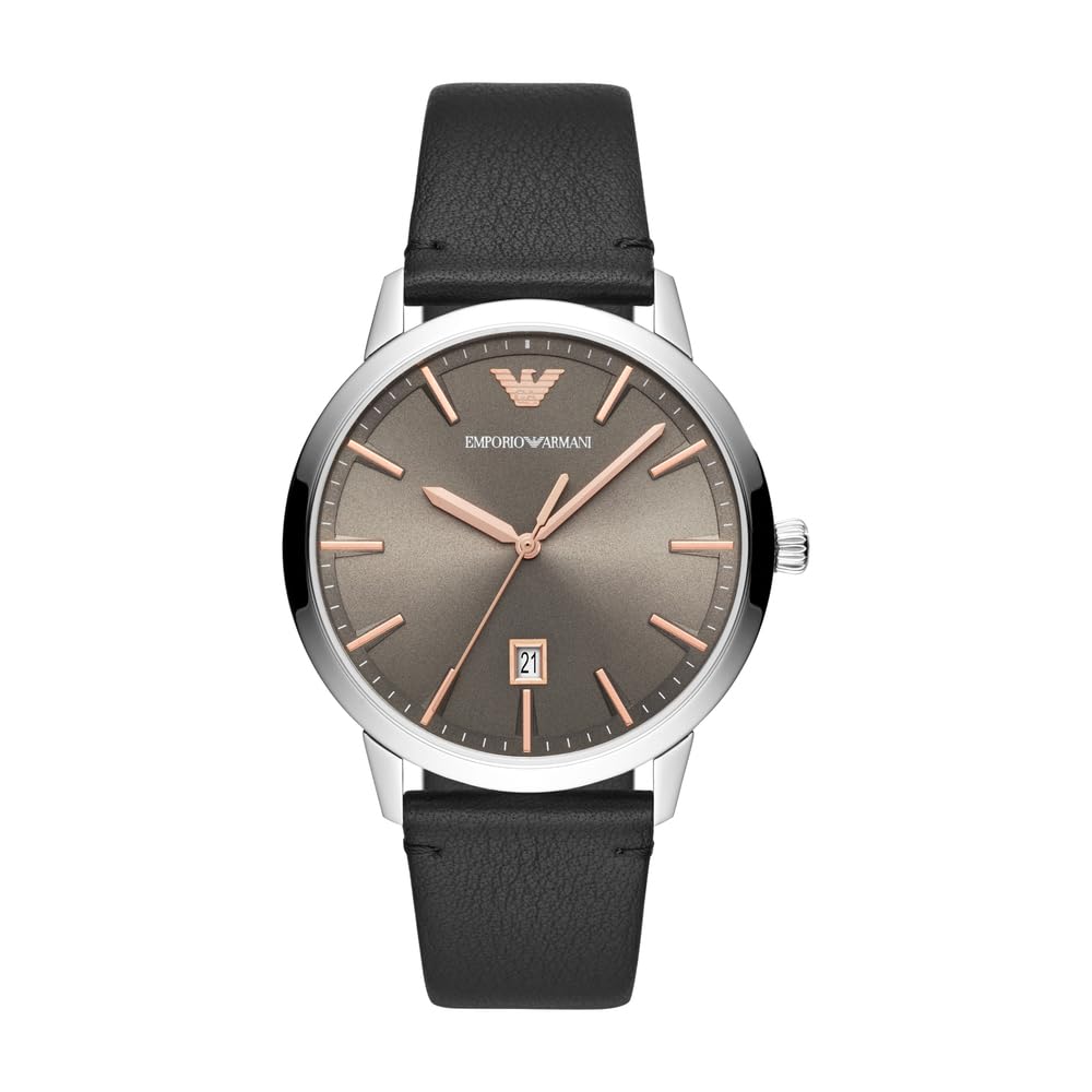 Emporio Armani Men's Stainless Steel Watch with Three-Hand Date Display - 43mm Case | Perfect for Business, Casual Wear & Special Occasions