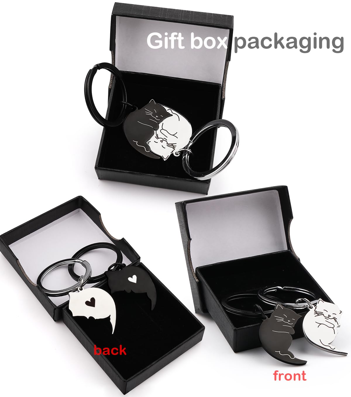 Matching Couple Keychain Set - Cute Cat Keyrings for Boyfriend & Girlfriend, Valentine's Day Gifts for Him & Her - Perfect for Anniversaries, Birthdays & Romantic Occasions
