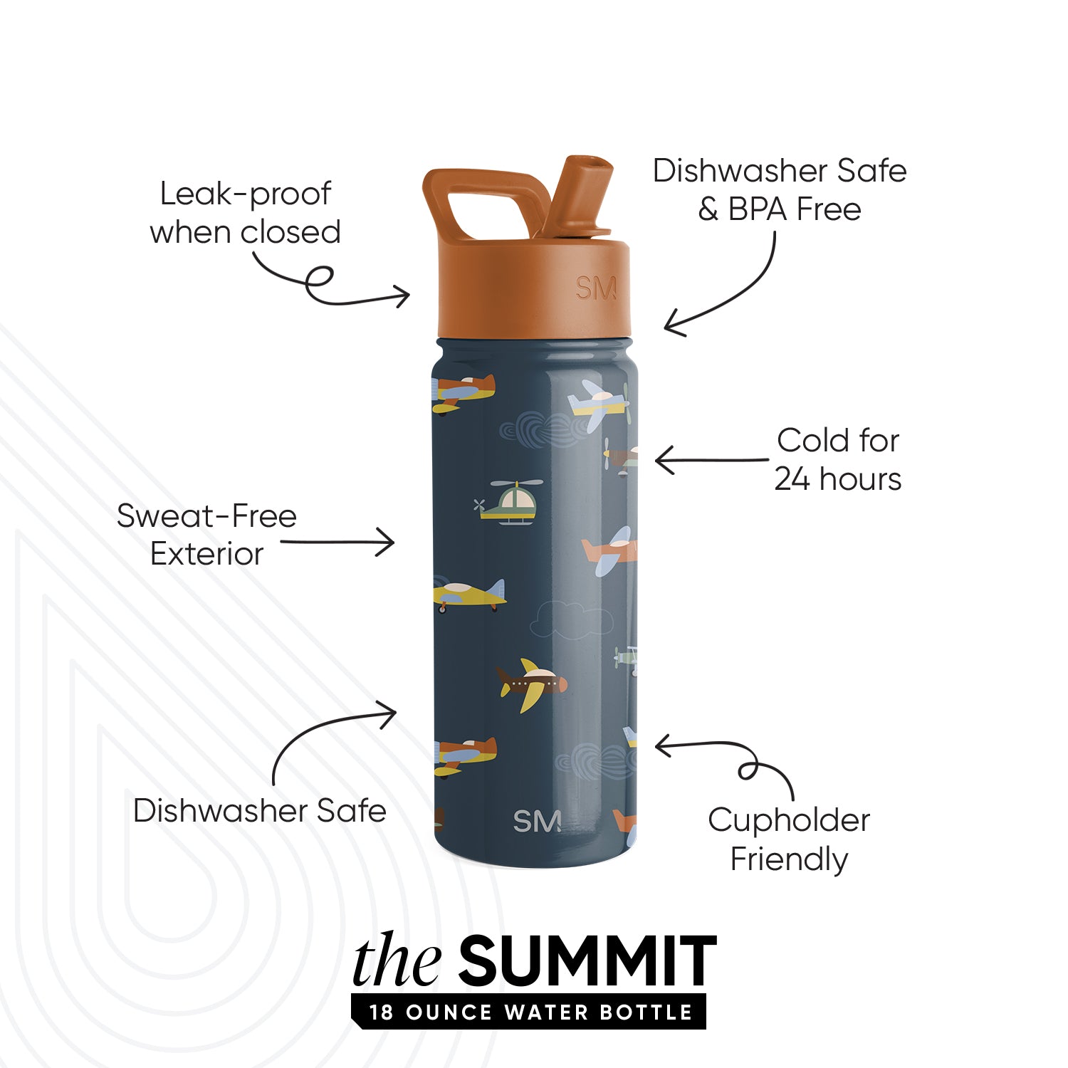 Summit Kids Water Bottle with Straw Lid - BPA Free, Leak Proof, 12oz Insulated Stainless Steel Bottle for School, Sports & Outdoor Activities