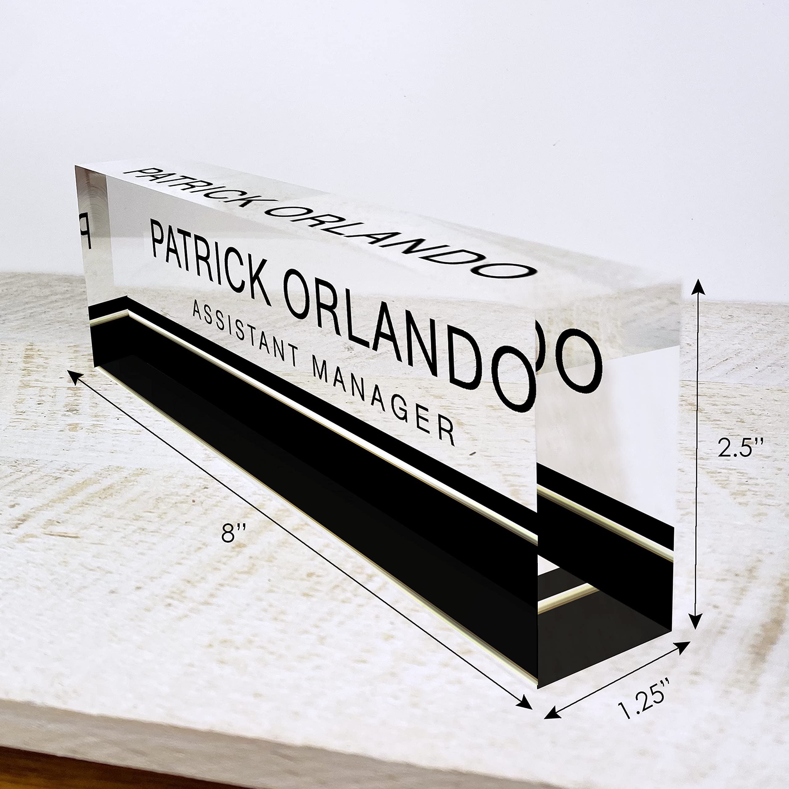 Personalized Acrylic Glass Office Desk Name Plate - Custom Engraved Nameplate for Professional Workspace Decor (8