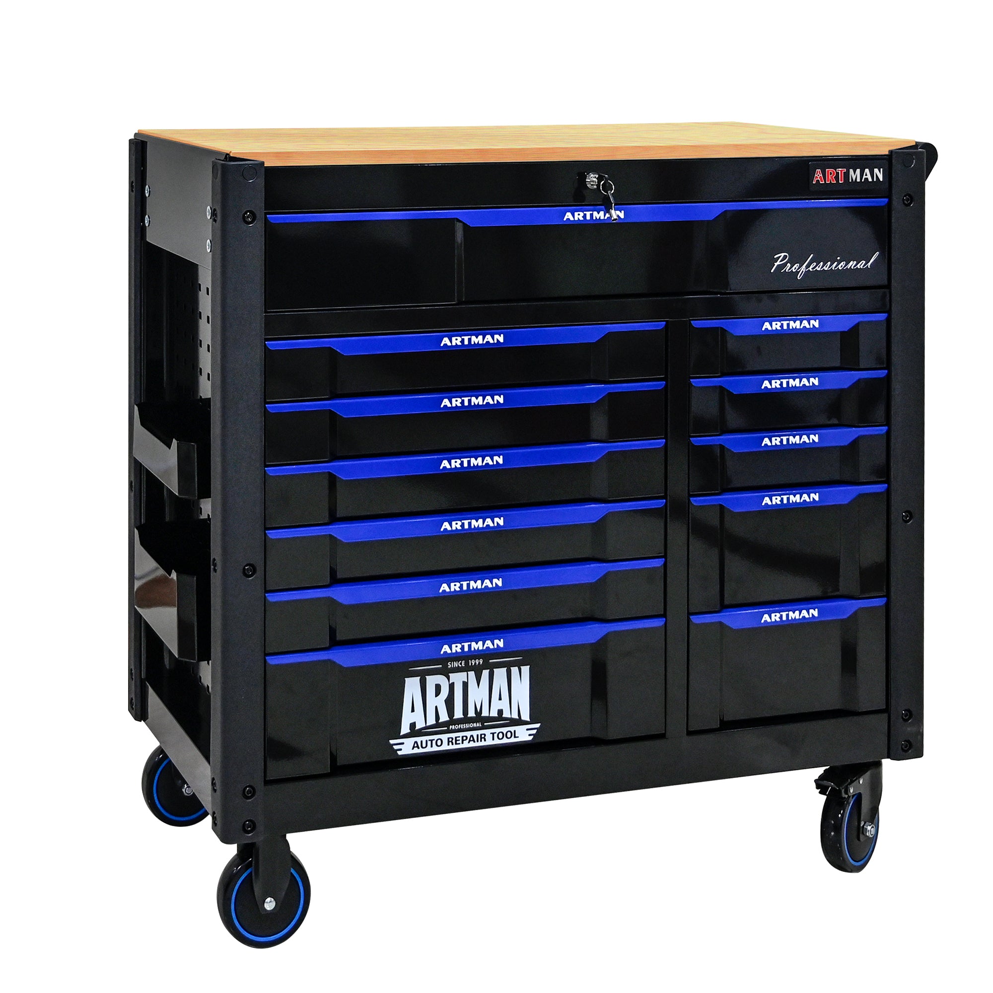 12-Layer Multi-Purpose Rolling Tool Cart with Wooden Countertop - Perfect for Garage, Workshop, and Home Organization Storage