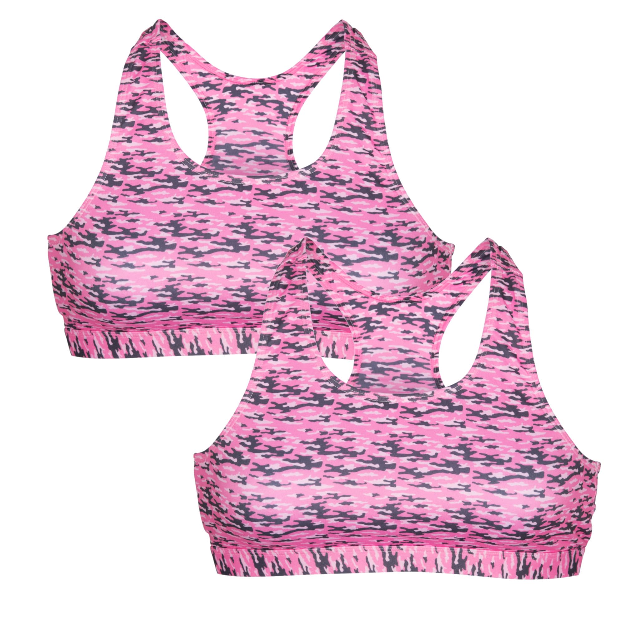 Best Girls Sports Racerback Bra - Breathable Workout Bras for Teens in Print & Solid Colors - 2 Pack - Perfect for Running, Yoga, Gym & School PE Classes