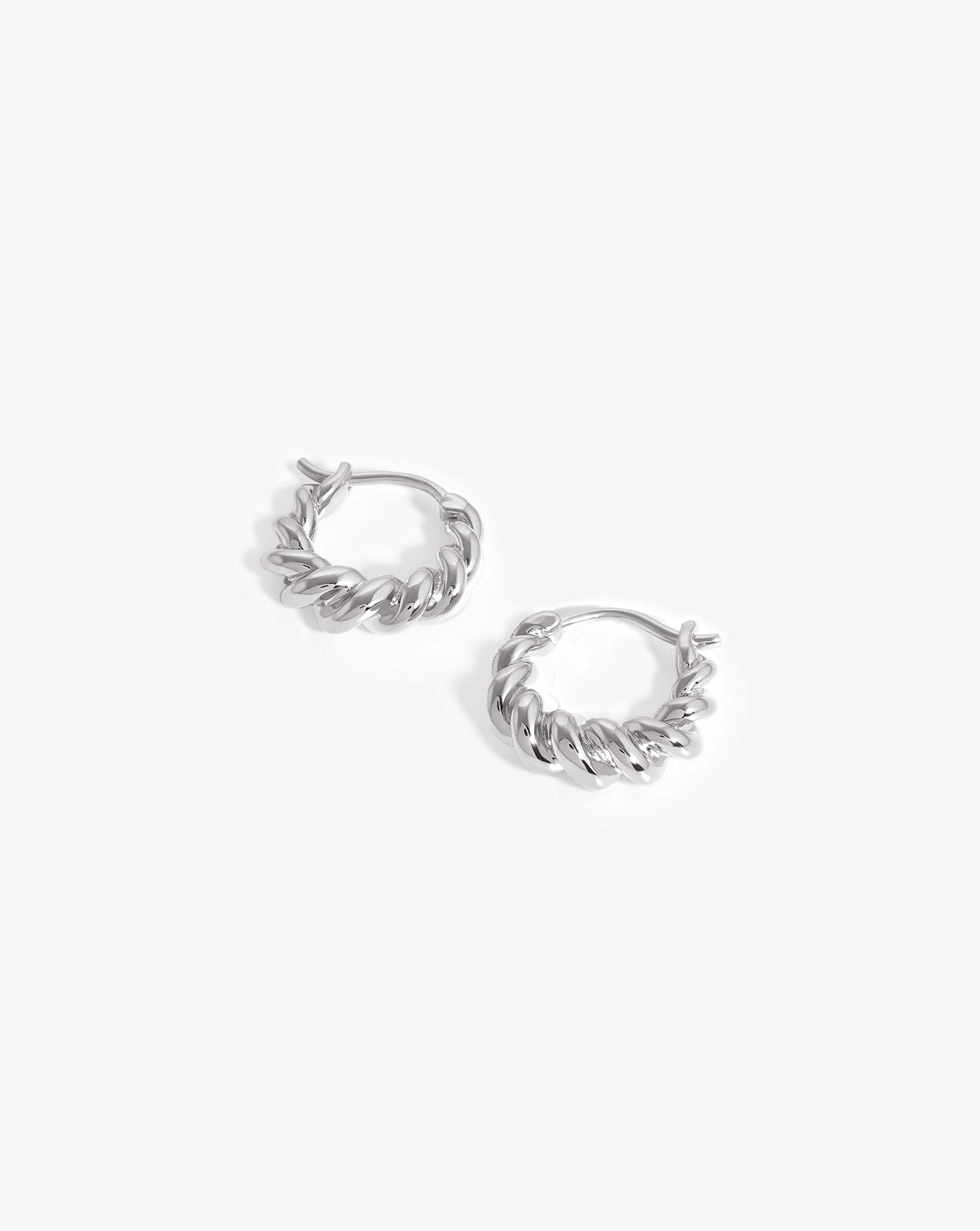 Small Tidal Hoop Earrings - Sterling Silver 925 | Dainty Wave Design Earrings for Women | Perfect for Everyday Wear, Date Night & Beach Vacation