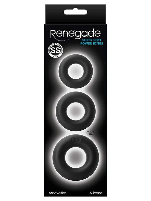 Renegade Super Soft Power Rings - Black | Comfortable & Durable Silicone Rings for Men & Women | Perfect for Workouts, Gym, and Everyday Wear