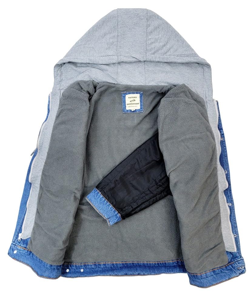 Victory Outfitters Men's Fleece Lined Washed Denim Jacket - Warm Winter Coat for Outdoor Activities, Casual Wear & Street Style Fashion