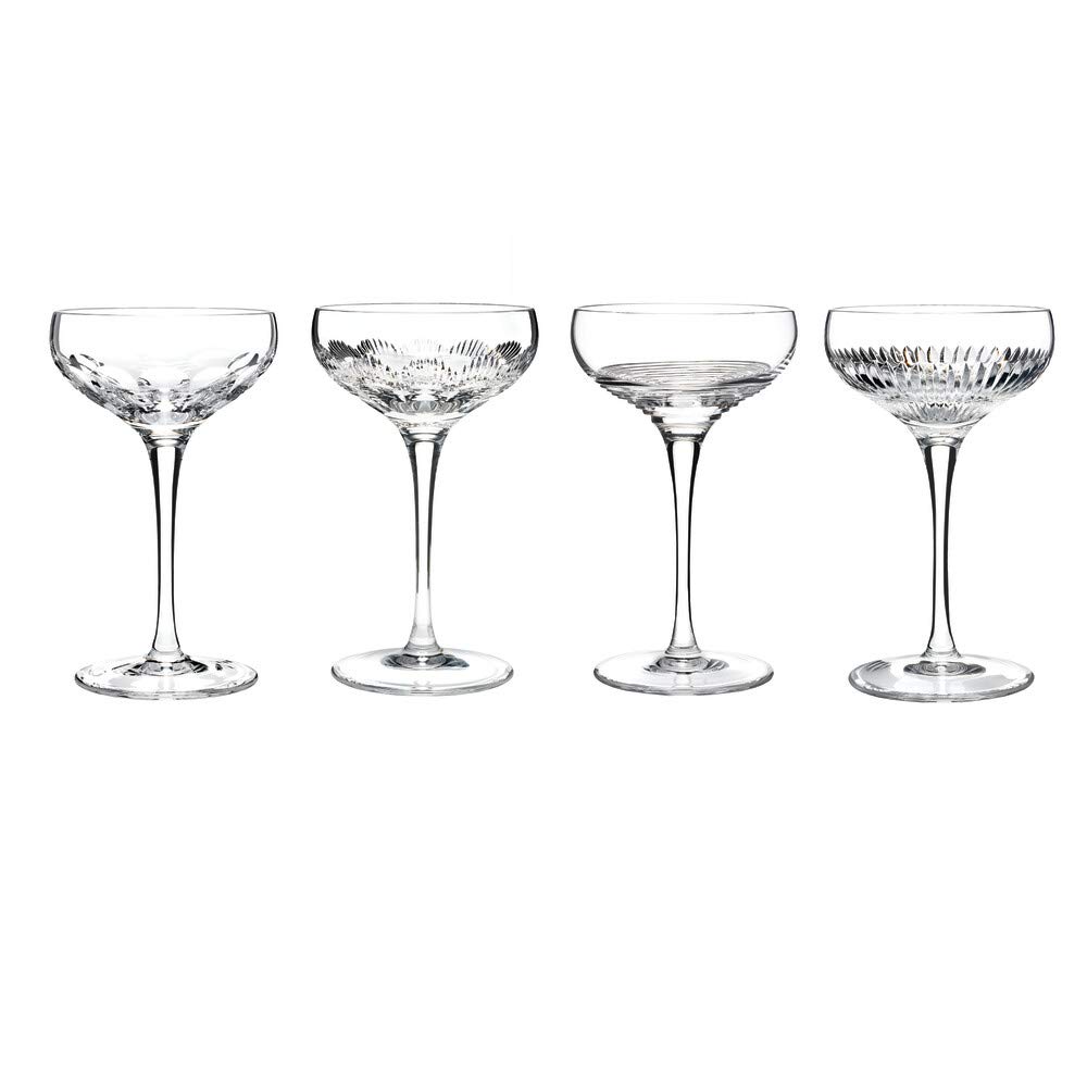 Waterford Mixology Coupe Glasses - Set of 4 Premium Cocktail Glasses for Martini, Margarita & Craft Cocktails | Elegant Barware for Home Entertaining & Professional Mixology