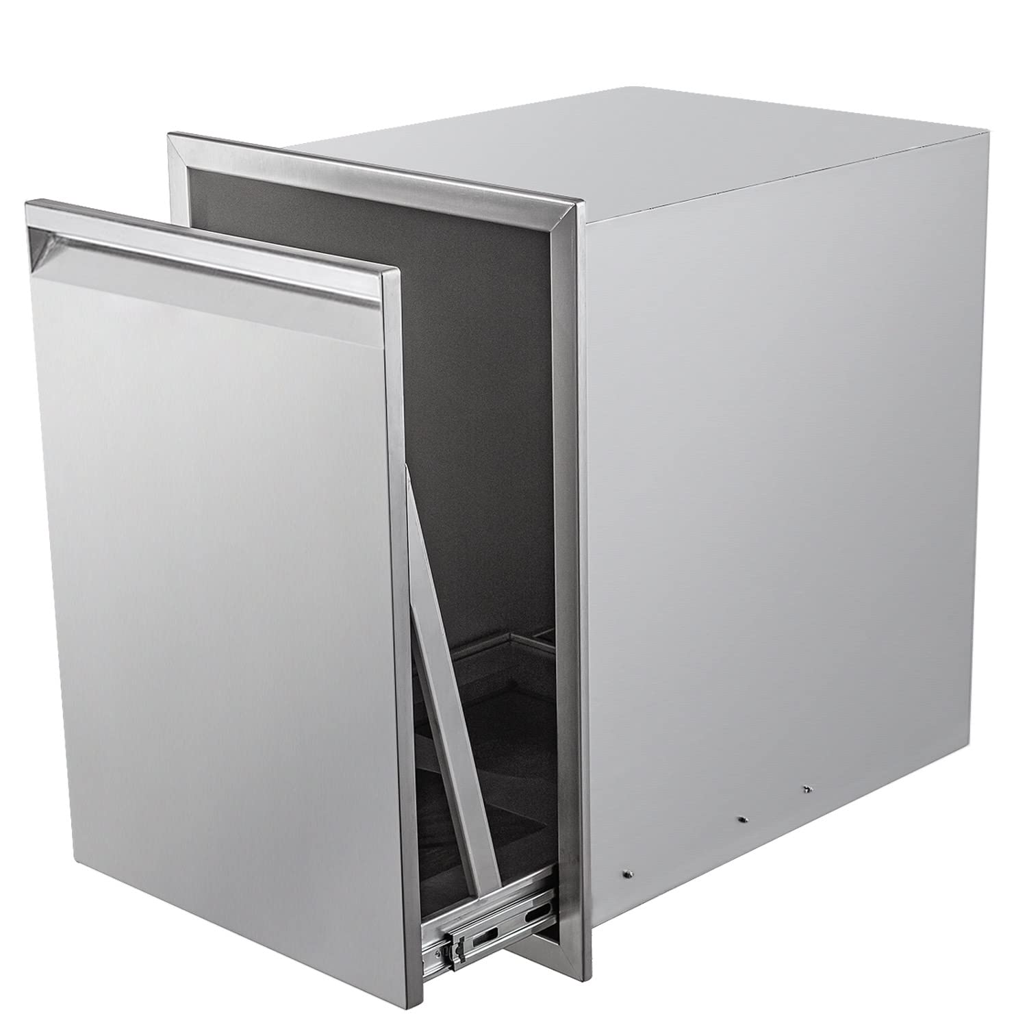 Stainless Steel Pull-Out Double Trash Drawer for Outdoor Kitchen - Holds Two 10 Gallon Commercial Waste Bins | Perfect for BBQ Areas, Patio Storage & RV Organization
