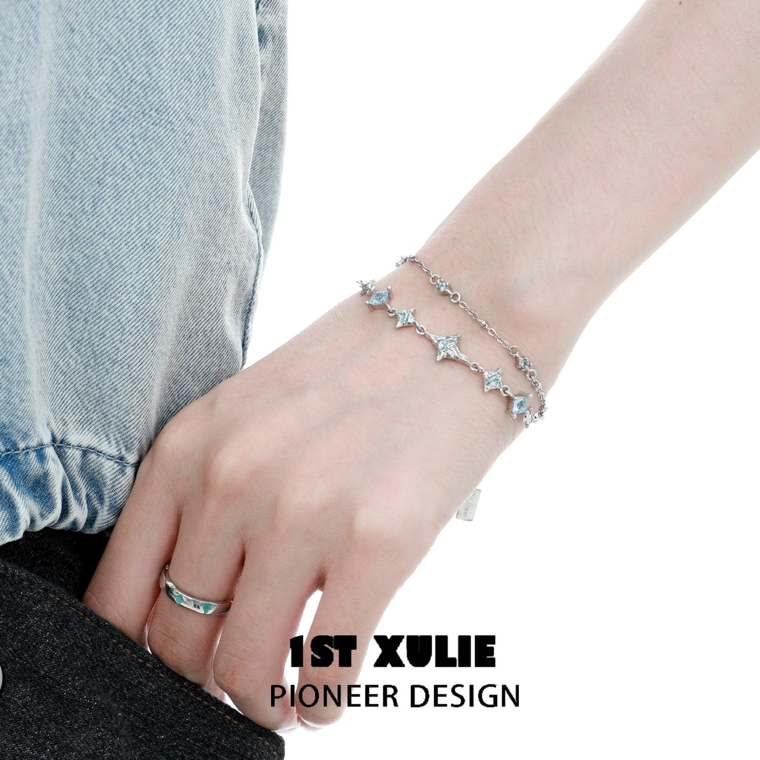 Starry Night Sterling Silver Double Layer Bracelet for Women - Elegant Stackable Jewelry for Everyday Wear & Special Occasions