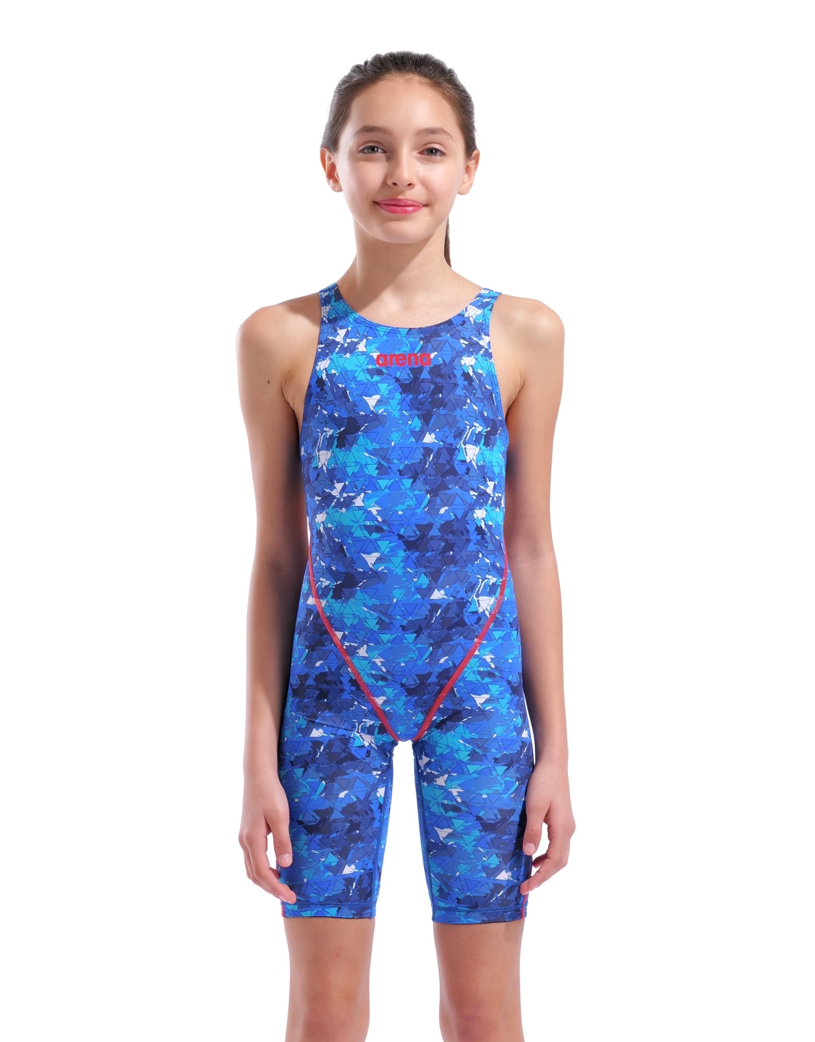 Limited Edition Girls Powerskin ST NEXT Open Back Swimsuit - Splashy Multi Color Design for Beach, Pool & Summer Water Activities