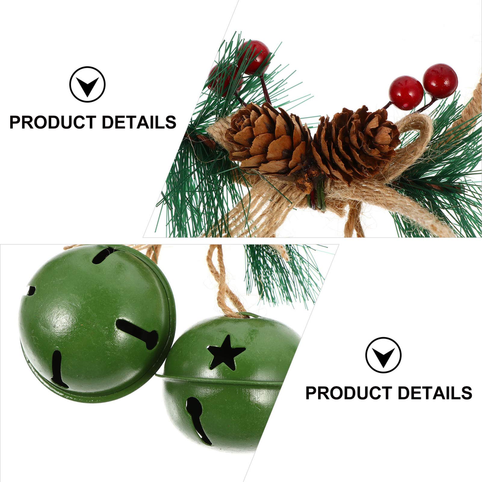 BESPORTBLE 2-Pack Iron Christmas Bells - Rustic Holiday Tree Ornaments for Xmas Decorations, Fireplace Mantel & Front Door Wreath Decor