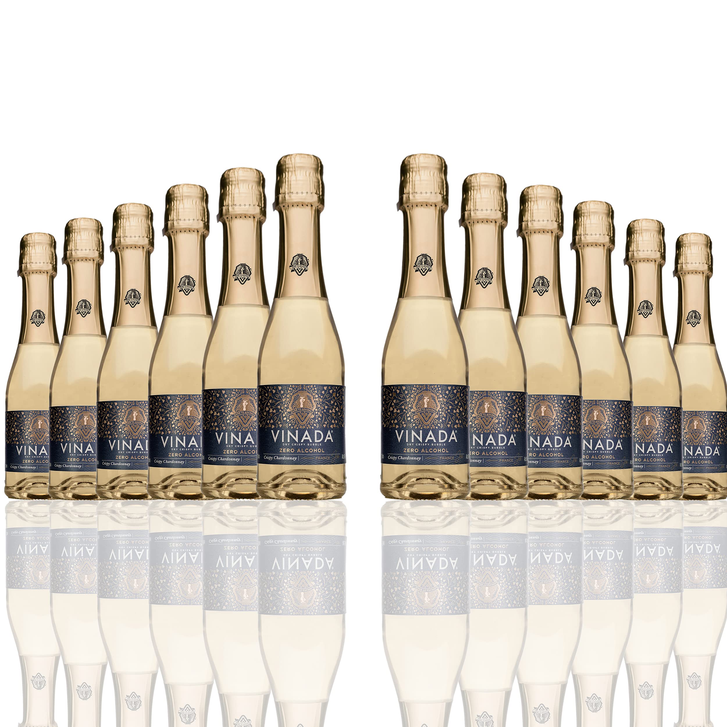 VINADA Crispy Chardonnay Mini - Alcohol Free Wine - 200ml (12 Pack) - Perfect for Parties, Gifts & Sober Celebrations
