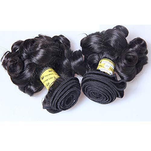 Short Bouncy Curly Human Hair Extensions 3pcs/Lot - 100% Peruvian Remy Fumi Curly Hair Wefts (8 8 10inch) Natural Color Spring Curl Hair Bundles for Daily Wear, Parties & Special Occasions
