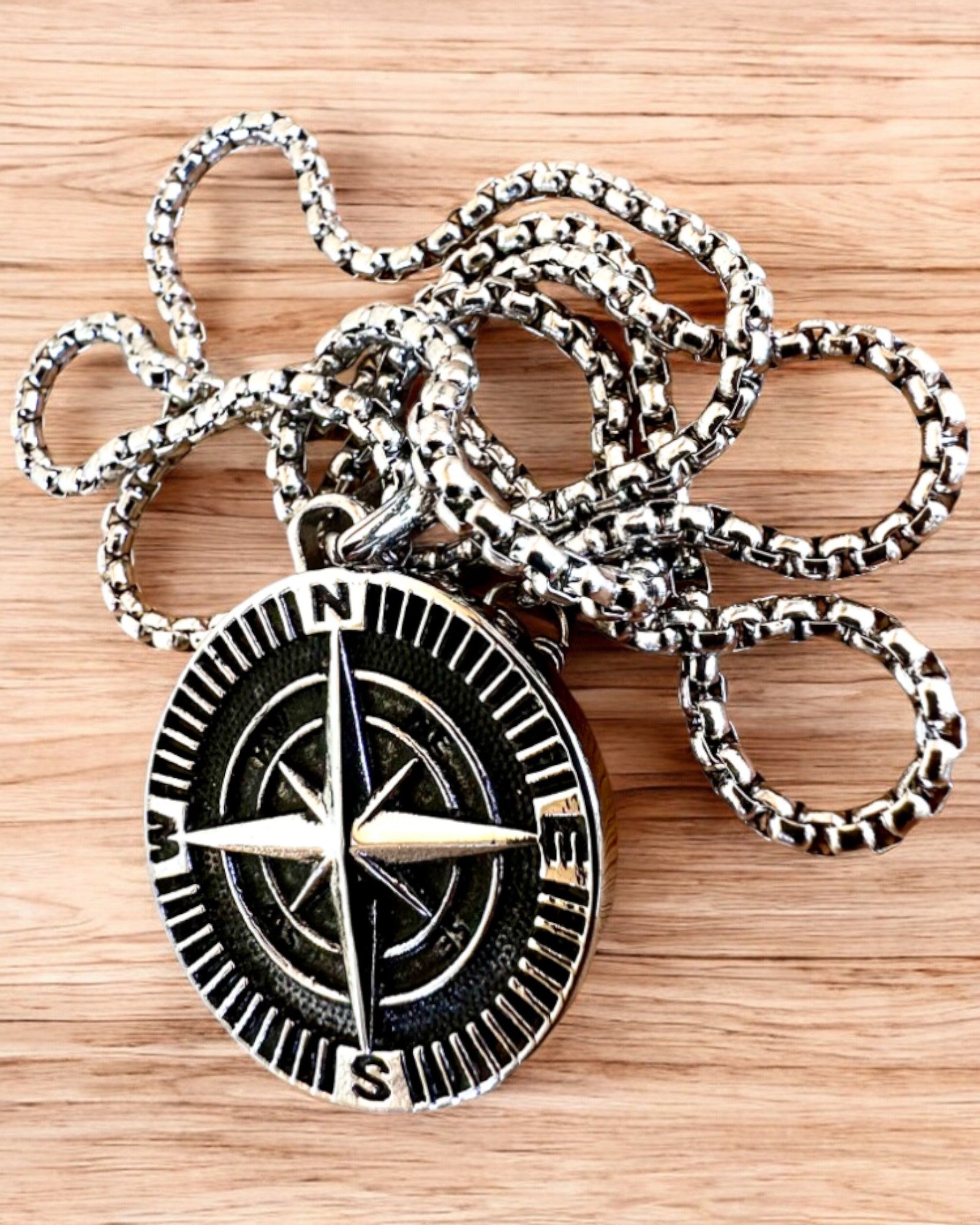 Custom Engraved Stainless Steel Explorer's Compass Necklace - Perfect Gift for Outdoor Enthusiasts, Hikers & Adventurers | Great for Camping, Travel & Survival Gear