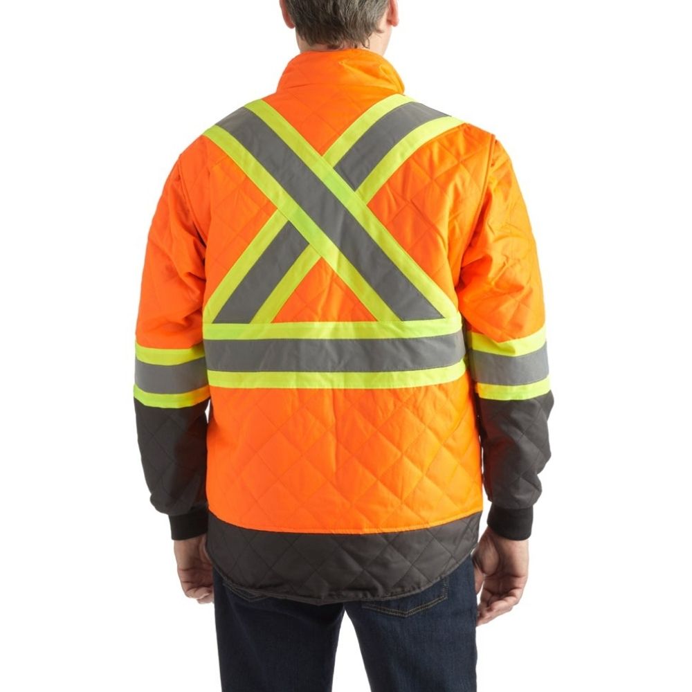 High Visibility Orange Freezer Work Jacket - Terra 116505 - Reflective Safety Jacket for Cold Storage & Outdoor Winter Work