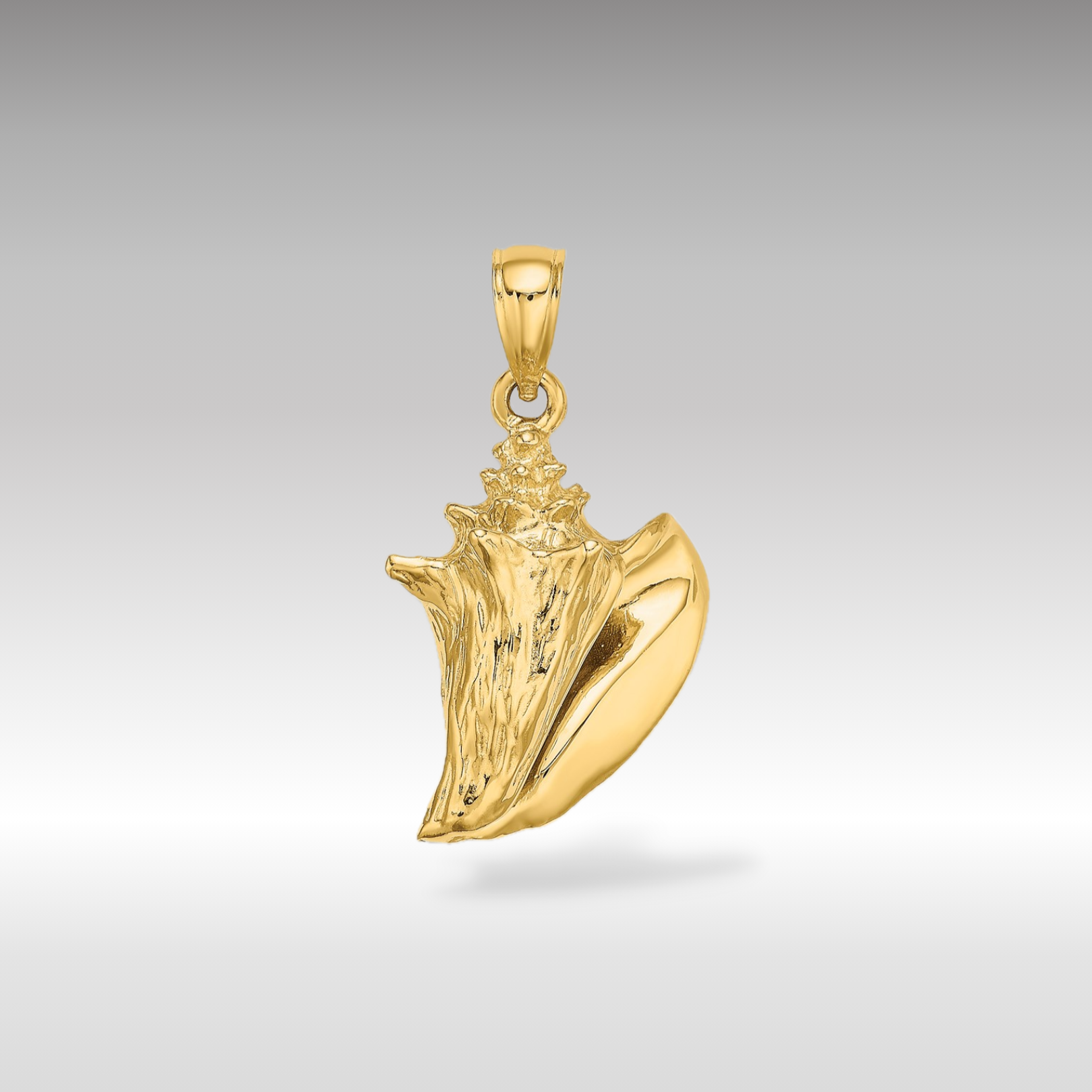 3D Gold Conch Shell Pendant Necklace - Medium Size Model K7667 | Elegant Beach Jewelry for Women, Perfect for Summer Vacations & Boho Fashion