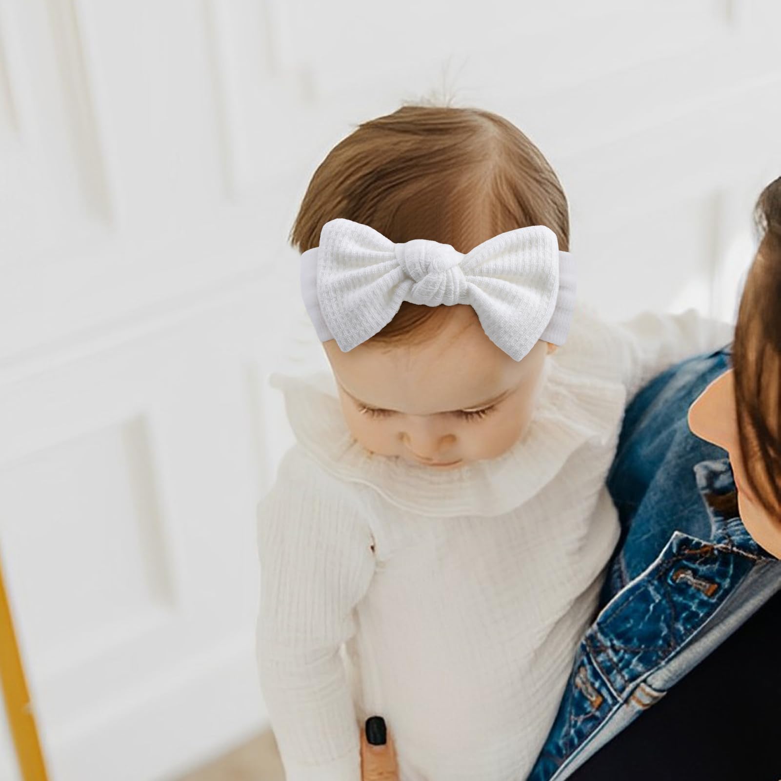 YanJie Soft Handmade Baby Girl Headbands & Bows - Newborn Headwrap Hair Accessories for Infant Toddler (Black, White, Pink, Curcuma) - Perfect for Photoshoots, Birthday Parties & Daily Outfits