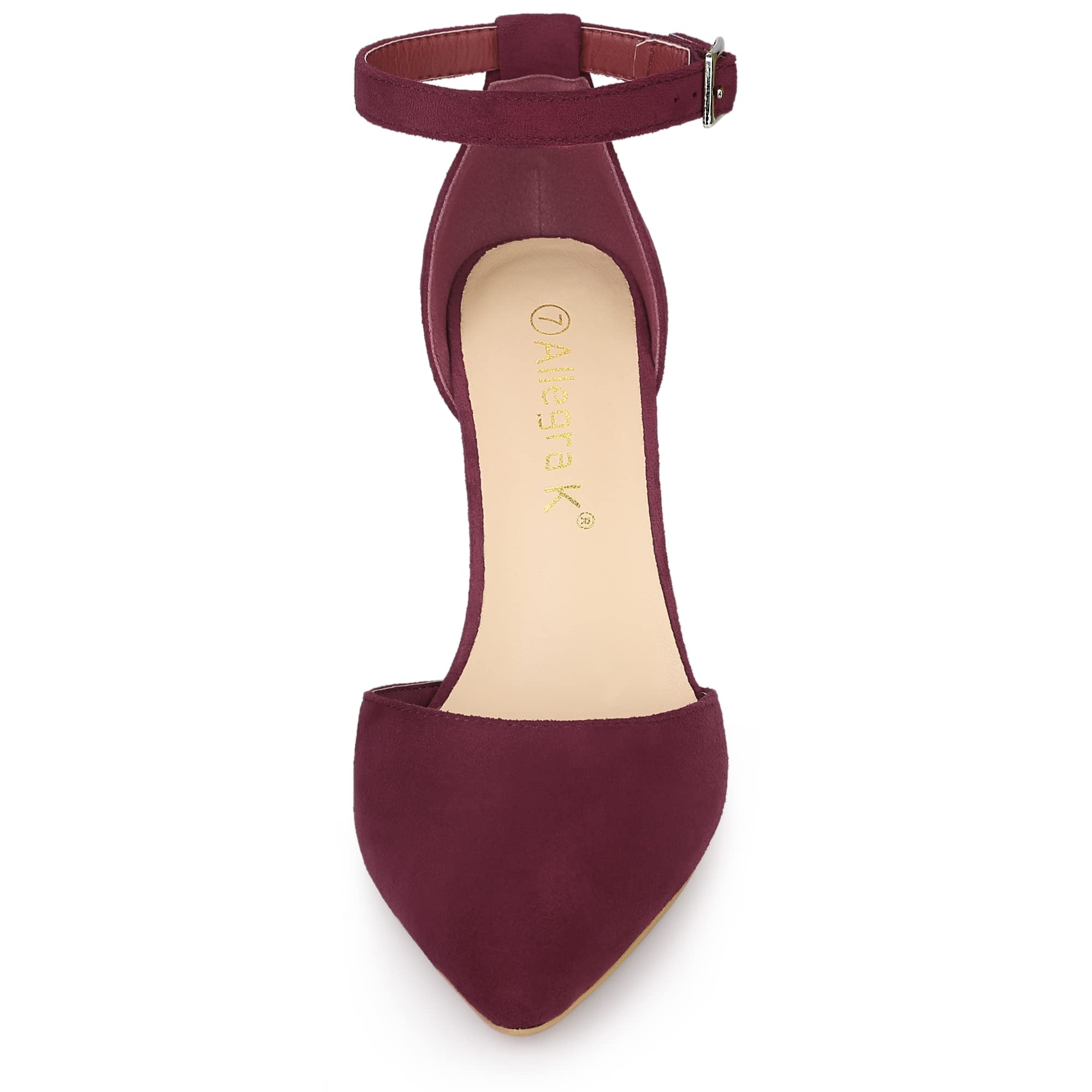 Allegra K Women's Ankle Strap Pointed Toe Block Heel Pumps - Elegant Dress Shoes for Office, Party & Special Occasions