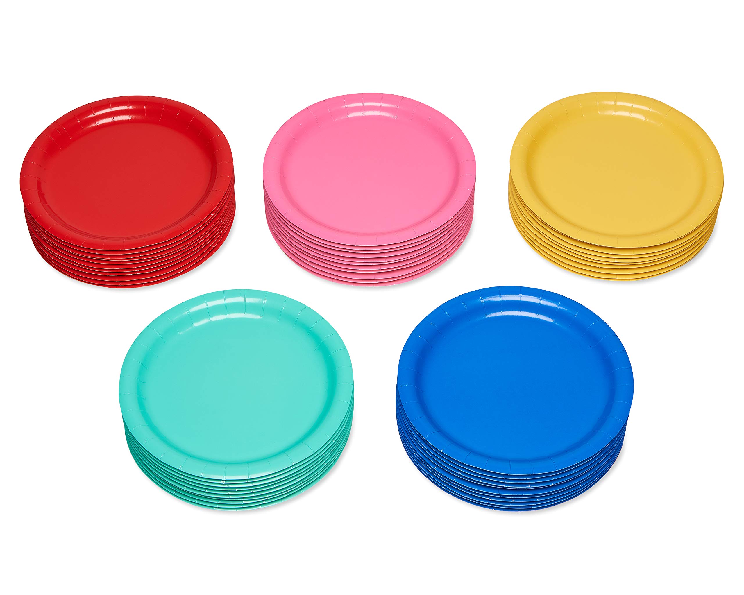 Colorful American Greetings Paper Dinner Plates & Rainbow Party Napkins Set - 50 Count Each for Birthday, BBQ, Picnic & Holiday Celebrations