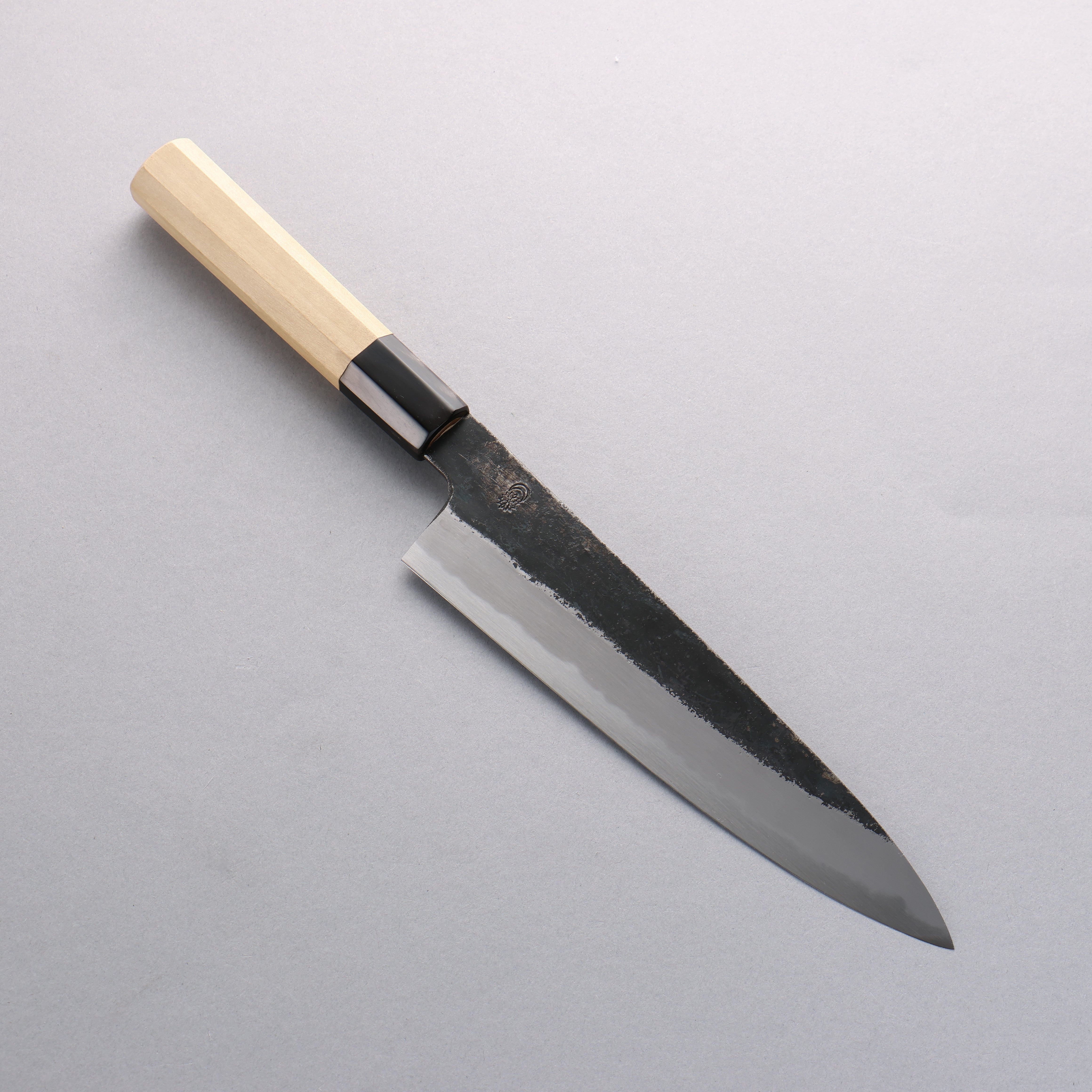 Premium Kikuzuki White Steel No.2 Black Finished Gyuto Chef Knife 210mm with Magnolia Wood Handle - Japanese Kitchen Knife for Professional Chefs & Home Cooking, Perfect for Slicing, Dicing & Meat Cutting