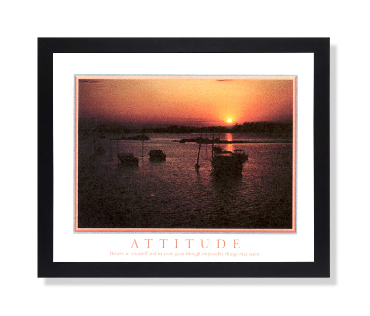 Believe in Yourself Motivational Boat Picture - Black Framed Wall Art Print for Home Office Decor & Inspirational Gift