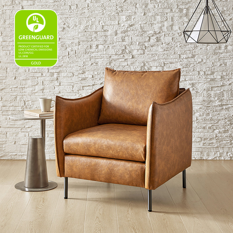 Felix Faux Leather Armchair - Modern PU Leather Accent Chair for Living Room, Office & Lounge - Comfortable Mid-Century Style Seating for Home Decor