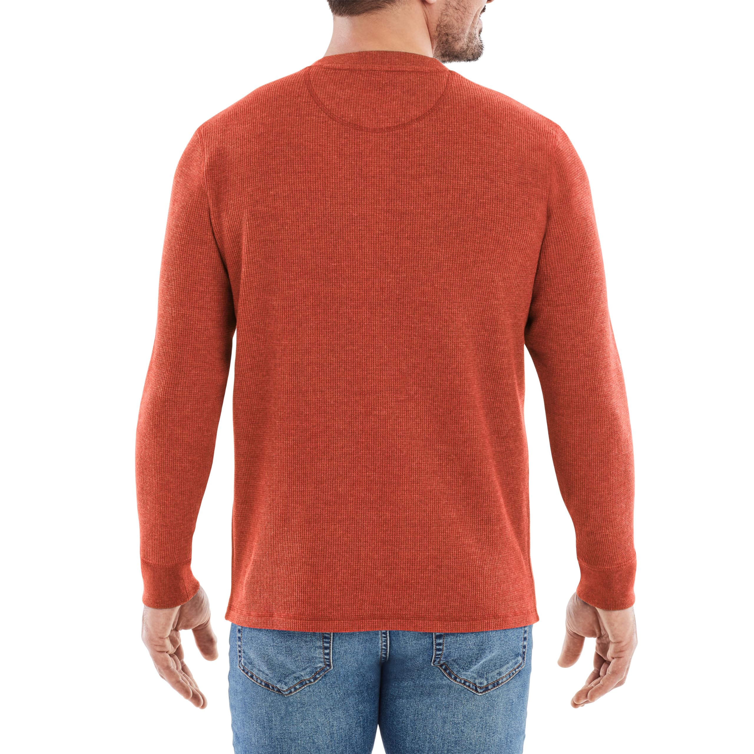 Men's Long-Sleeve Waffle Knit Thermal Henley Shirt with Pocket - Warm Winter Base Layer for Hiking, Camping & Outdoor Activities | American Outdoorsman