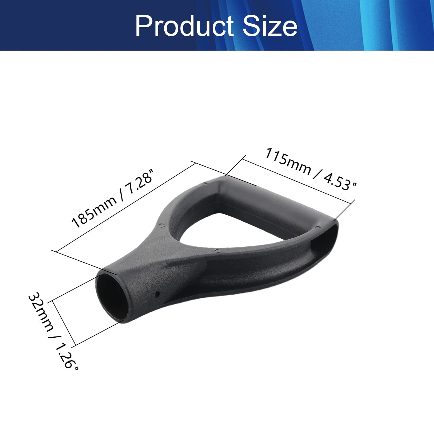 2PCS D-Shaped PVC Grip Shovel Handles, 32mm/1.26