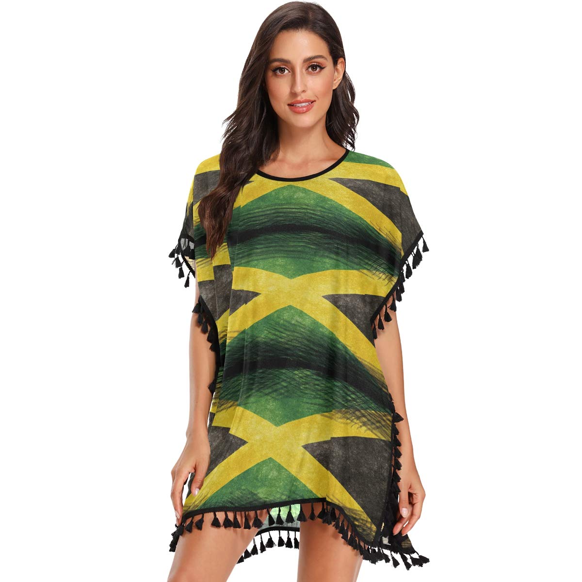 XUWU Women's Chiffon Tassel Swimsuit Cover Up - Sexy Bikini Beach Dress with Flowy Tassel Details for Pool Party, Vacation & Summer Getaways