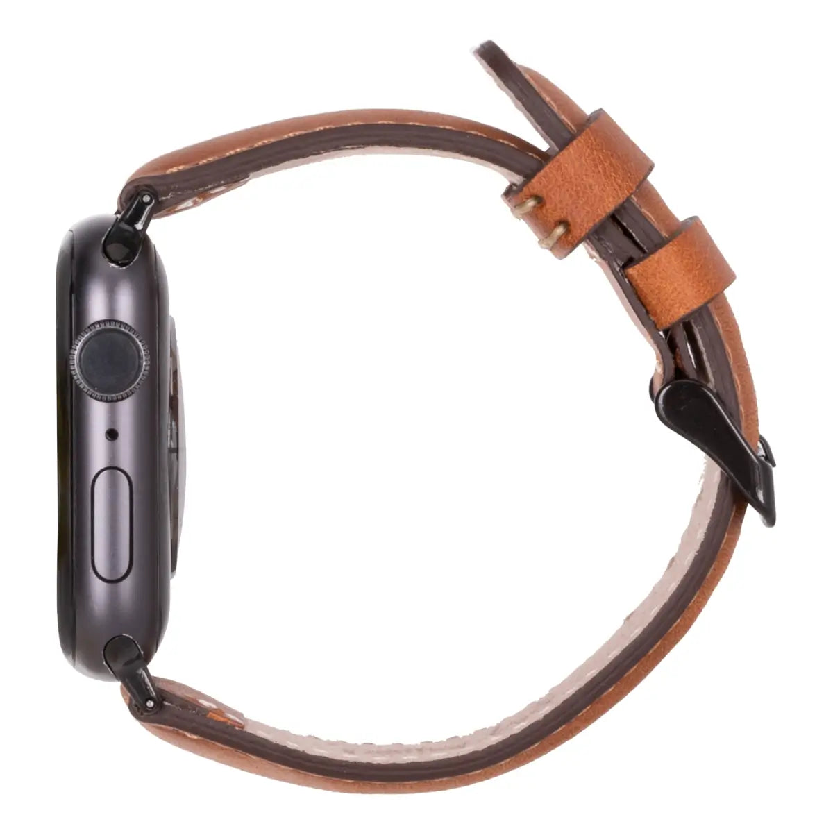 Premium Camel Brown Leather Apple Watch Band - Classic Strap for Apple Watch Series 9/8/7/SE/6/5/4/3 - Durable & Comfortable for Work, Travel & Everyday Wear