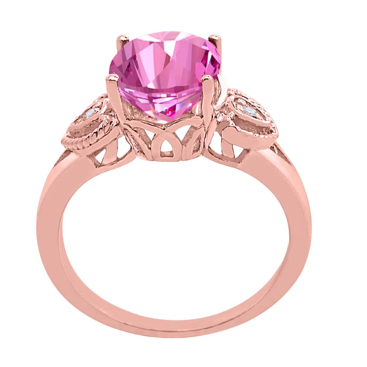 MauliJewels 2.40 Carat Oval Pink Topaz and Diamond Engagement Ring for Women - 10K Rose Gold Prong Setting - Perfect for Valentine's Day, Anniversary & Wedding Gifts