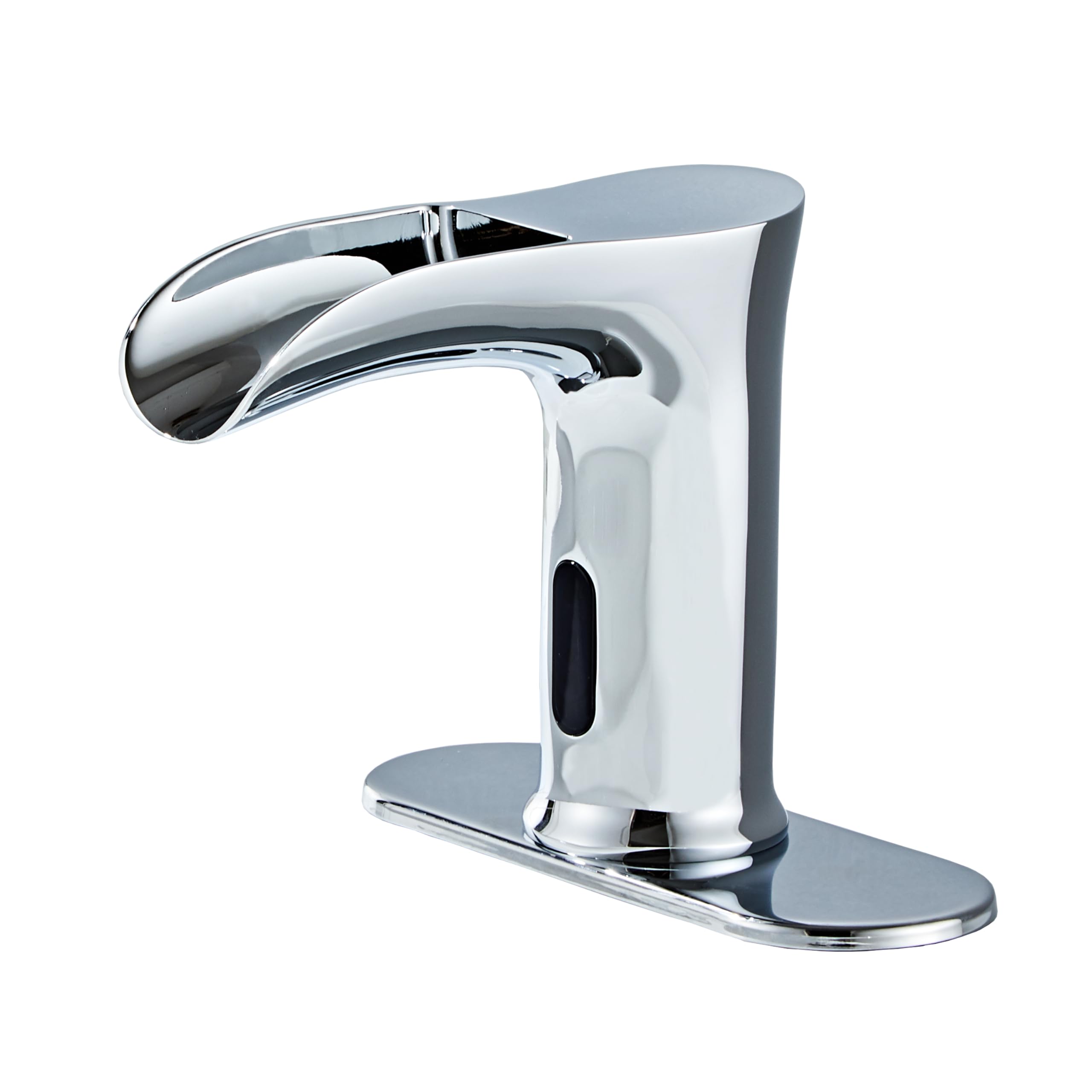 Automatic Sensor Faucet - Touchless Waterfall Bathroom Sink Faucet with Deck Plate (Chrome) | Hands-Free for Hygiene, Perfect for Home & Public Restrooms