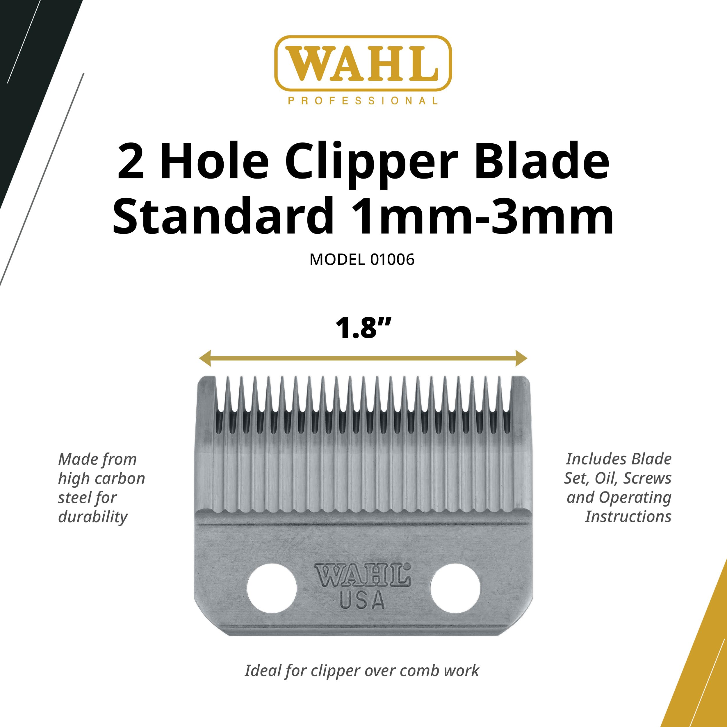 Wahl Professional 2 Hole Standard Clipper Blade 1mm-3mm Replacement - Fits Super Taper II, Icon Pro, Basic, Sterling 9 Clippers - Perfect for Barbershops, Home Haircuts & Pet Grooming